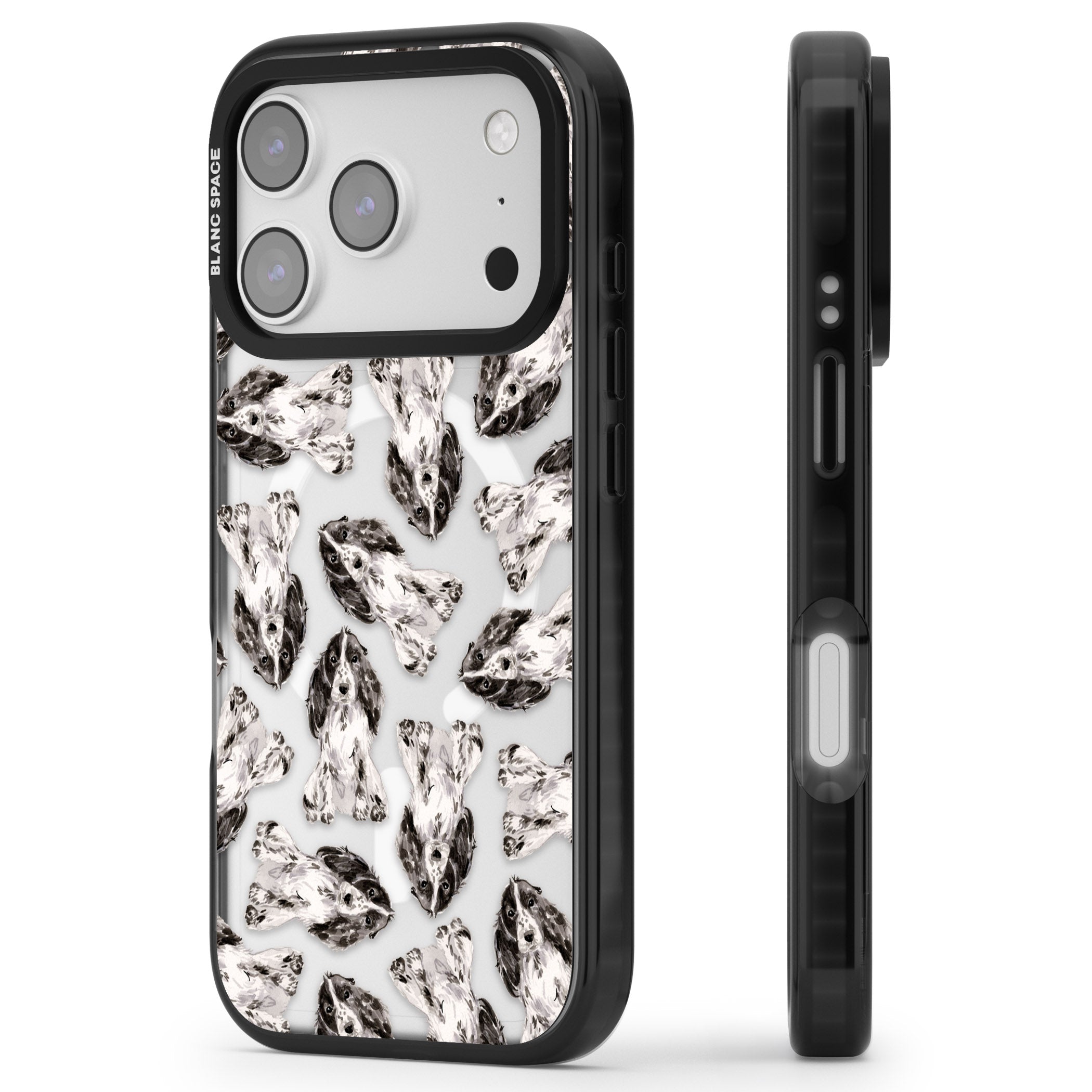 Cocker Spaniel Watercolor Elegance iPhone 17 Pro Impact Pro Black Phone Case Side Profile