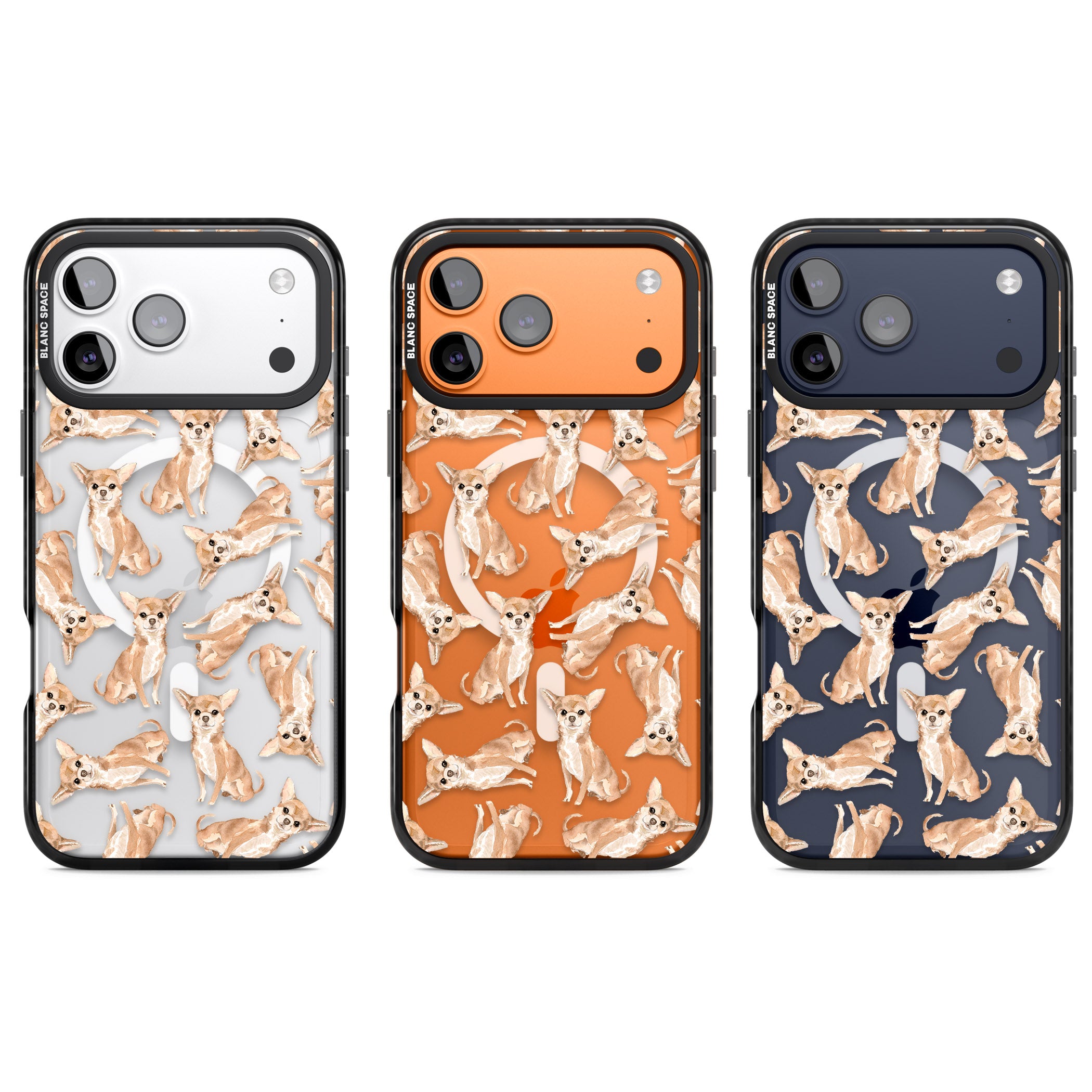 Chihuahua Watercolour Dog Pattern iPhone 17 Pro Impact Pro Black Phone Case APT Impact Protection
