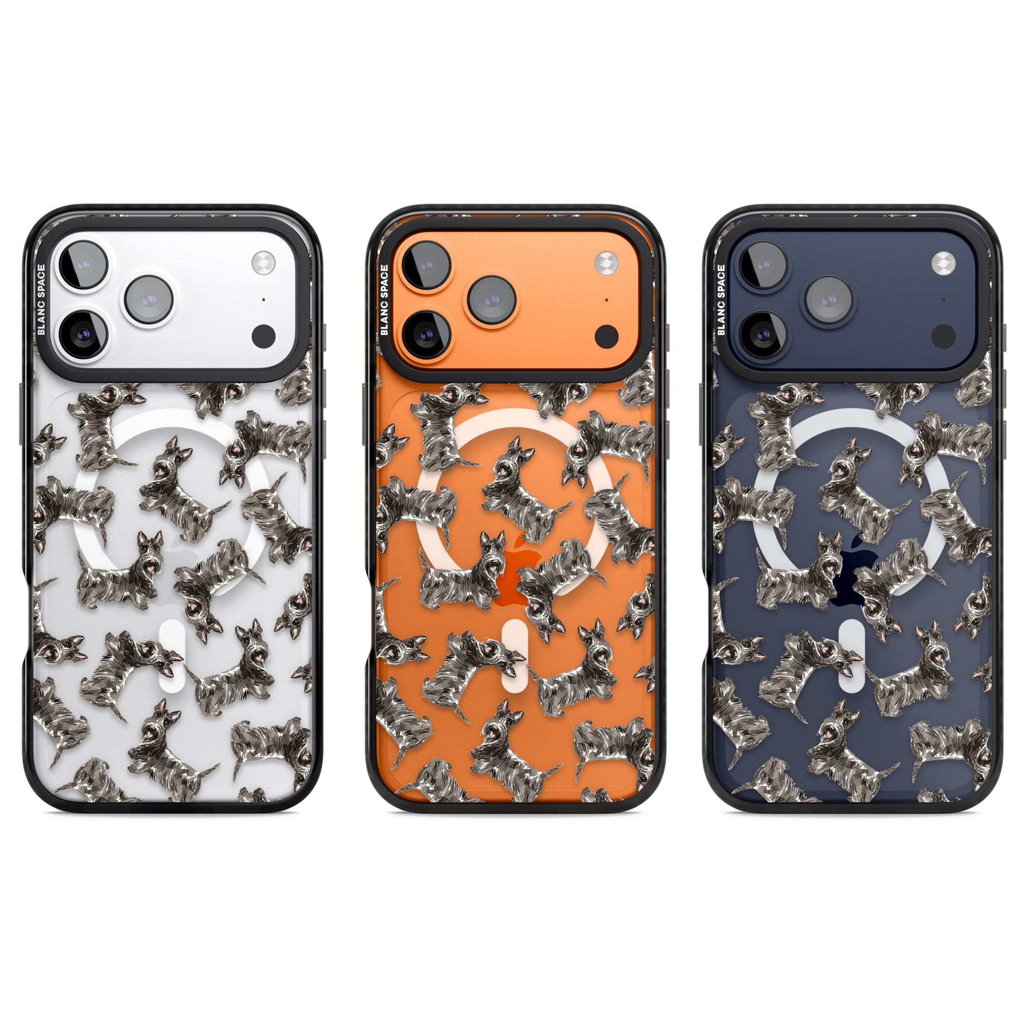 Scottish Terrier Pattern iPhone 17 Pro Impact Pro Black Phone Case APT Impact Protection