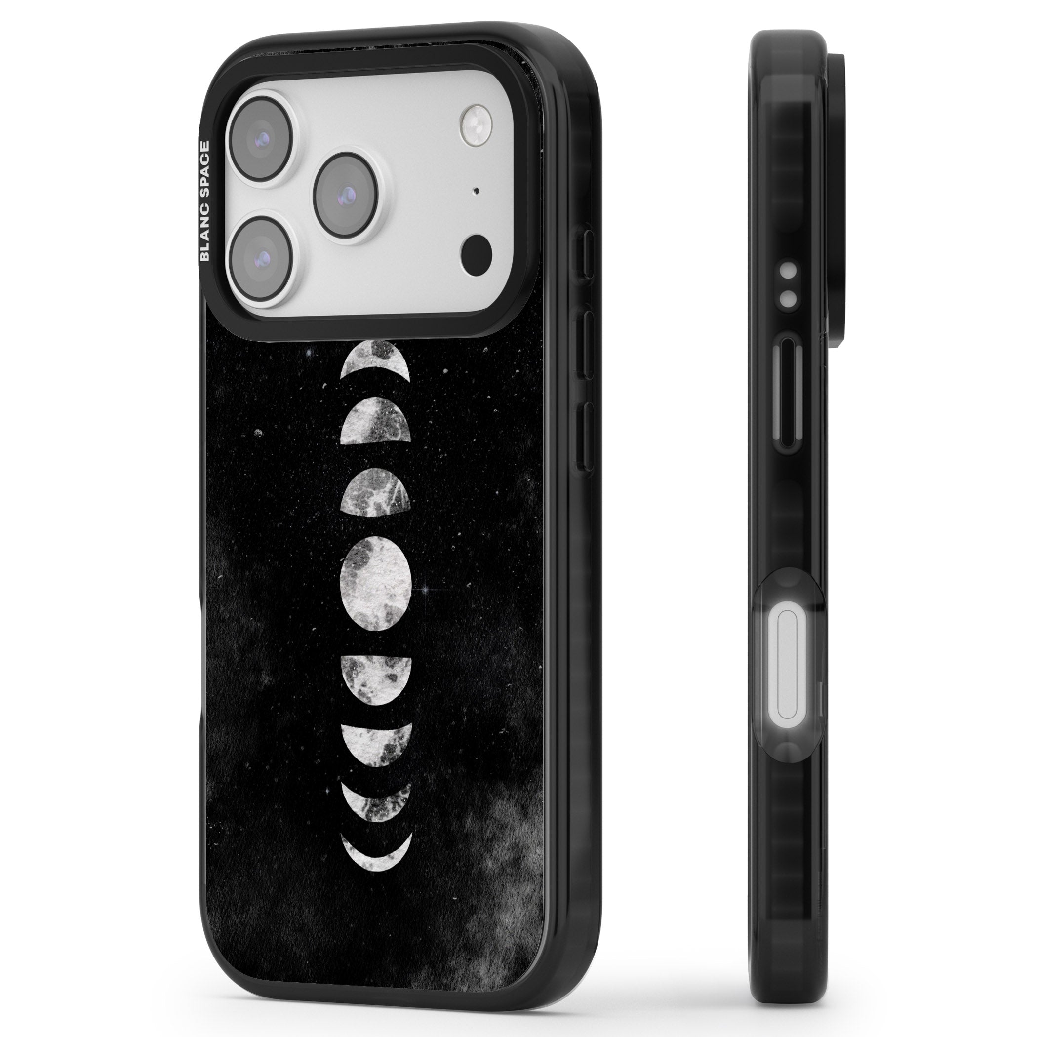 Lunar Phases iPhone 17 Pro Max Impact Pro Black Phone Case Side Profile