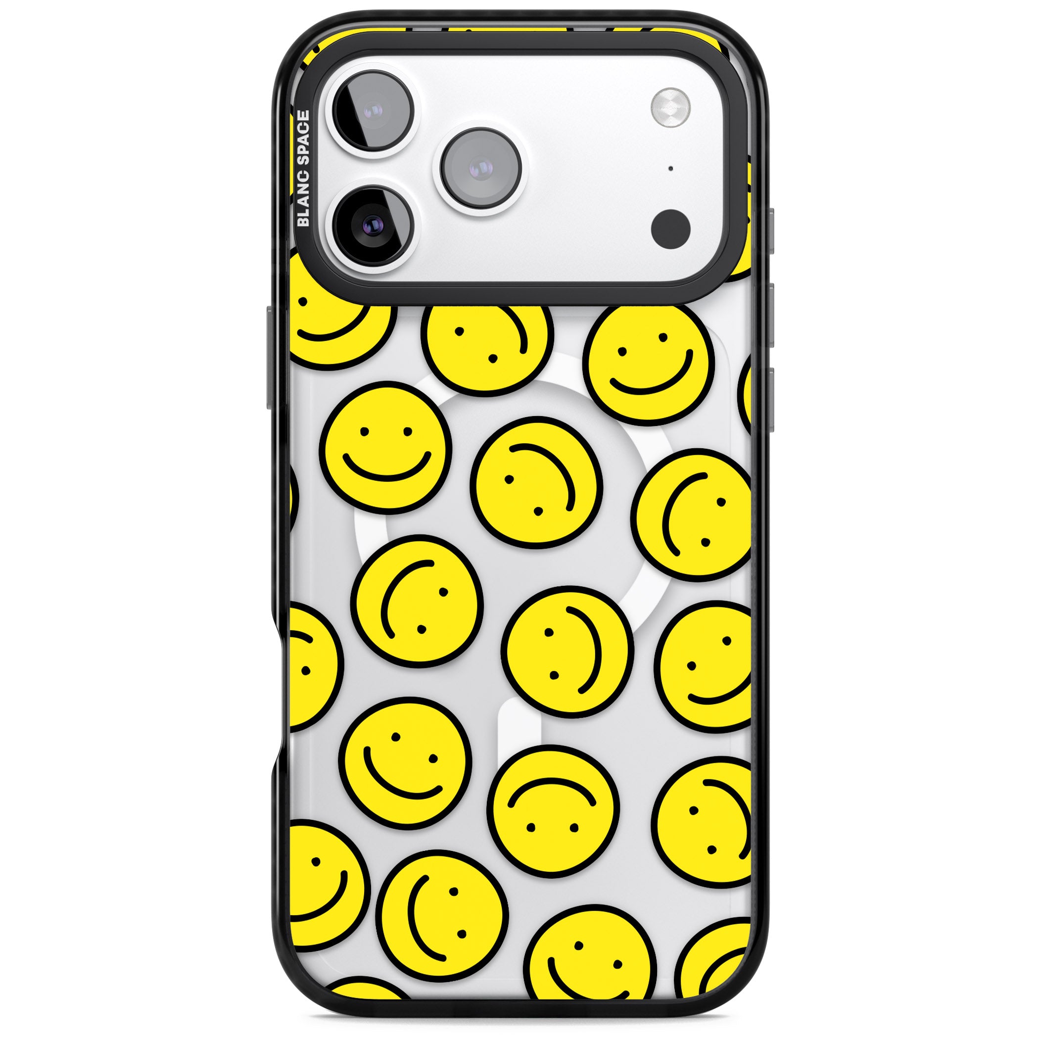 Smiley Face Pattern iPhone 17 Pro Impact Pro Black Phone Case