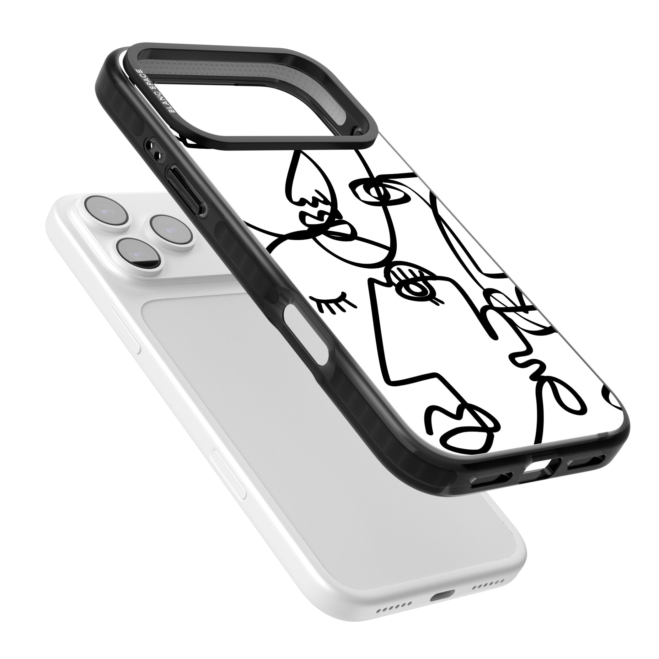 Abstract Line Art Black White iPhone 17 Pro Impact Pro Black Phone Case Colours