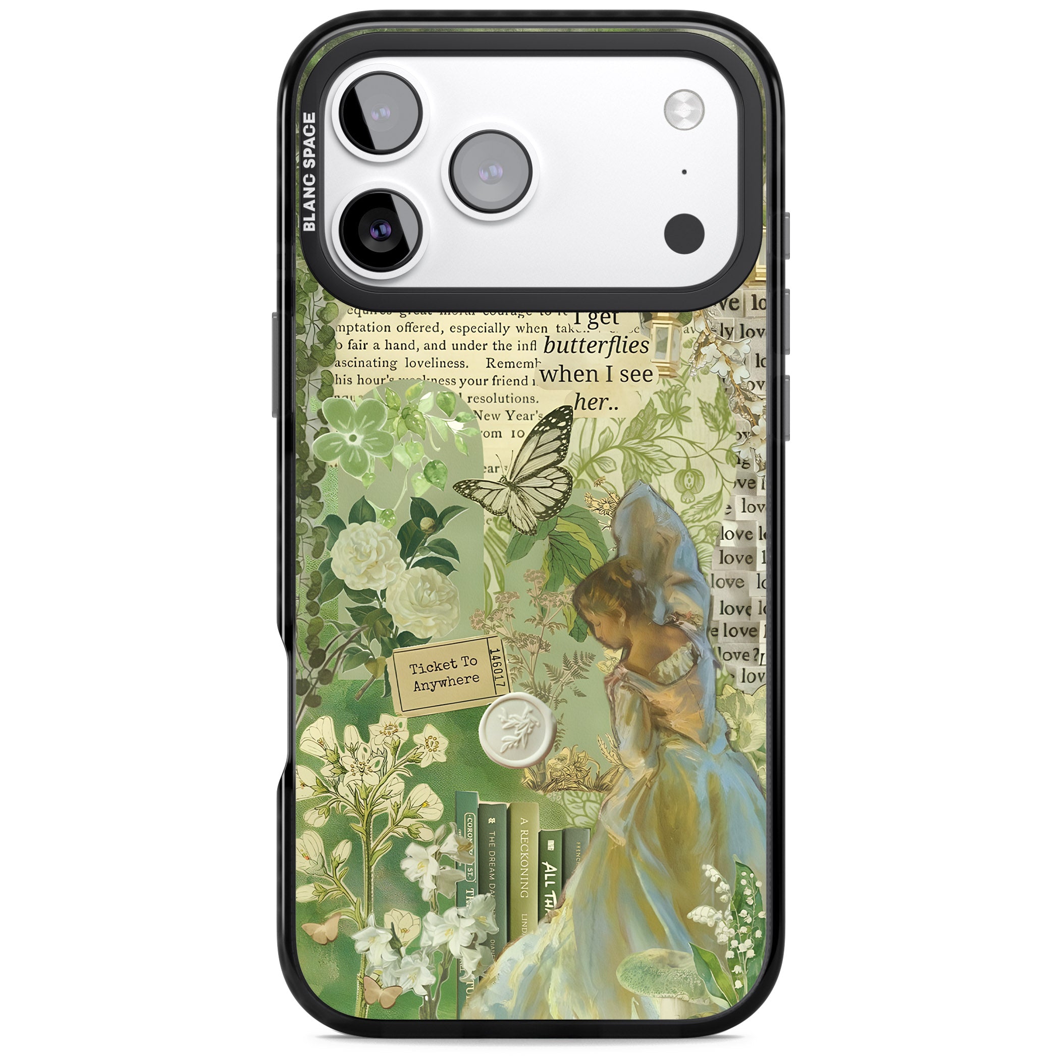 Vintage Green Fairy iPhone 17 Pro Impact Pro Black Phone Case