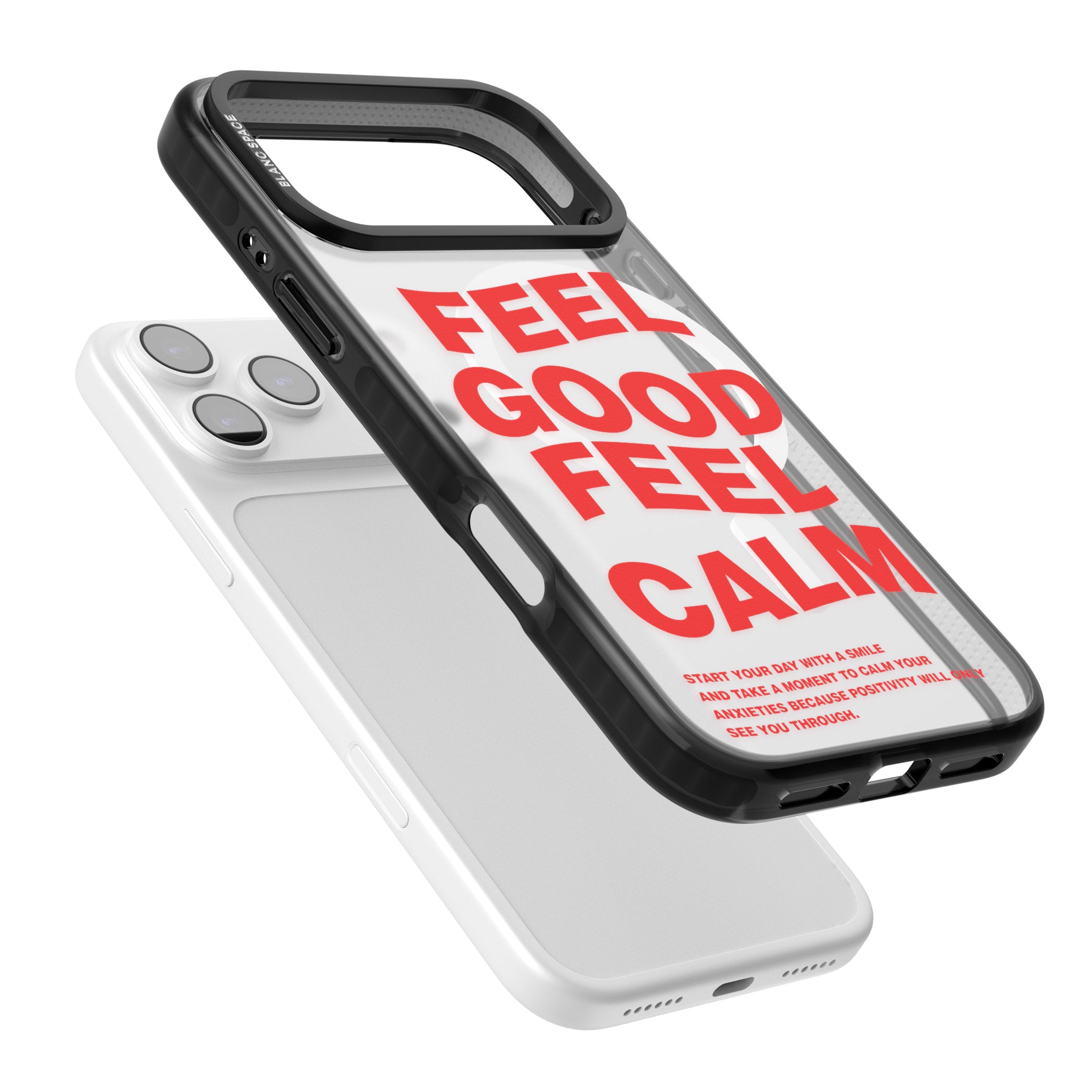 Feel Good Feel Calm (Red) iPhone 17 Pro Max Impact Pro Black Phone Case Colours