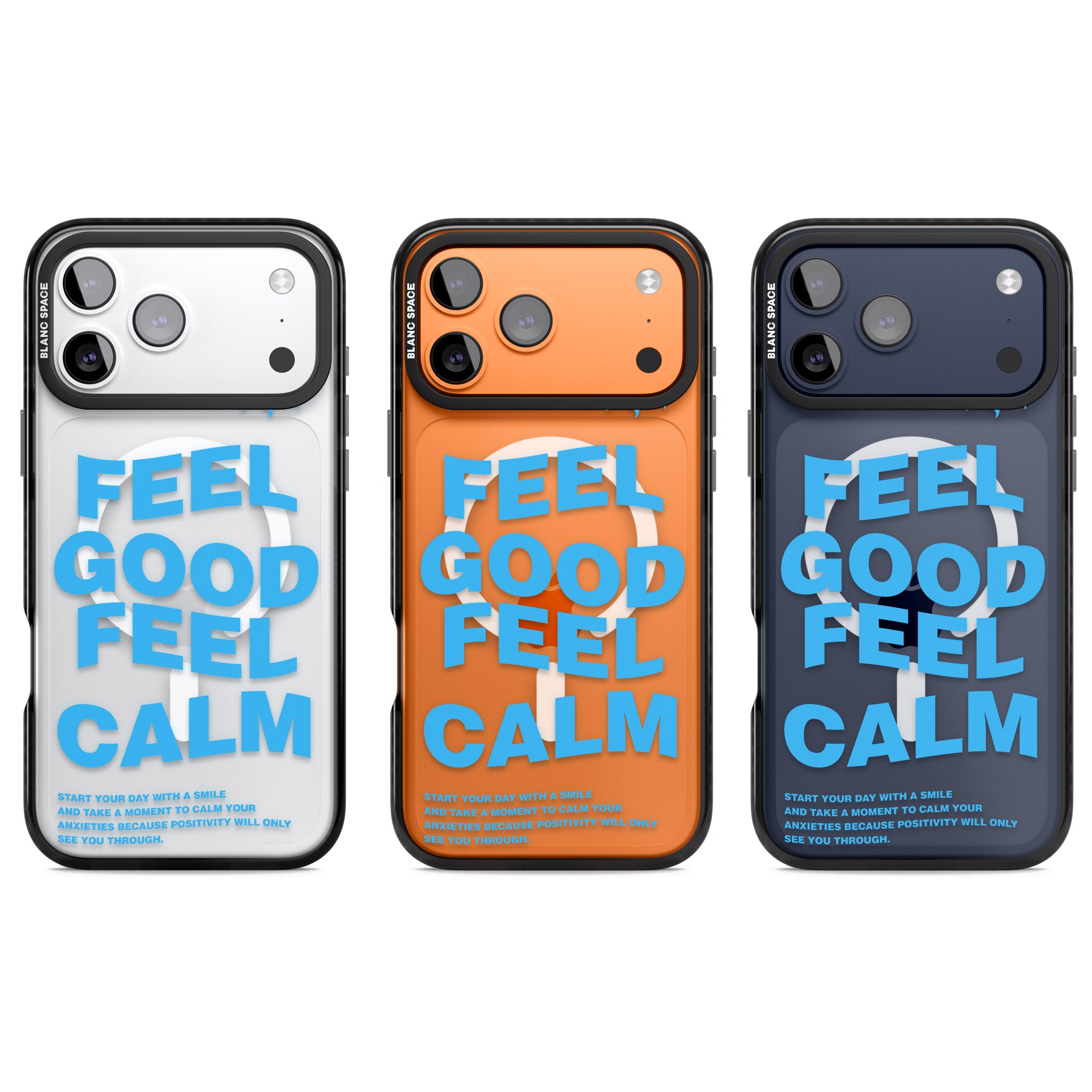 Feel Good Feel Calm (Blue) iPhone 17 Pro Impact Pro Black Phone Case APT Impact Protection