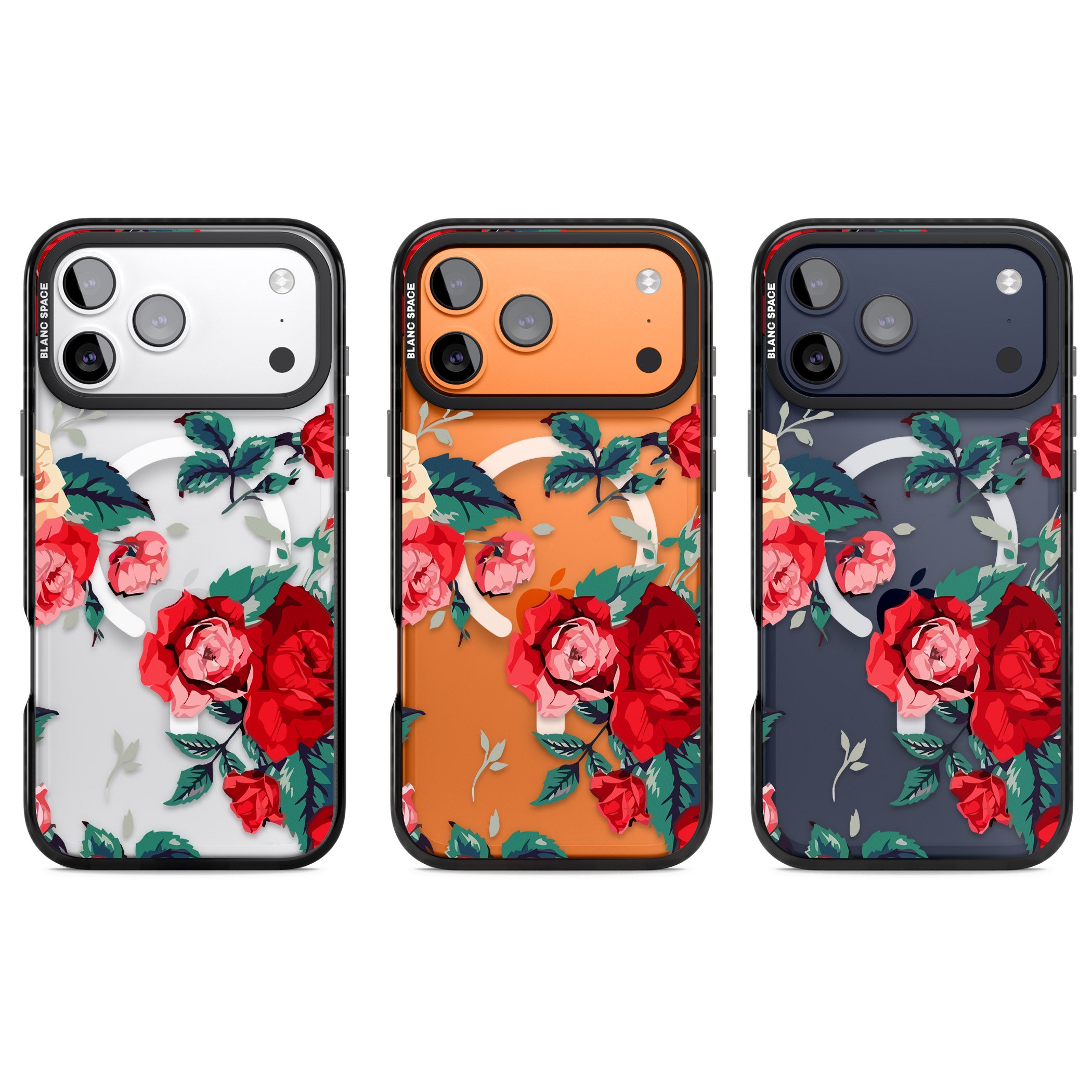 Rose Pattern iPhone 17 Pro Impact Pro Black Phone Case APT Impact Protection