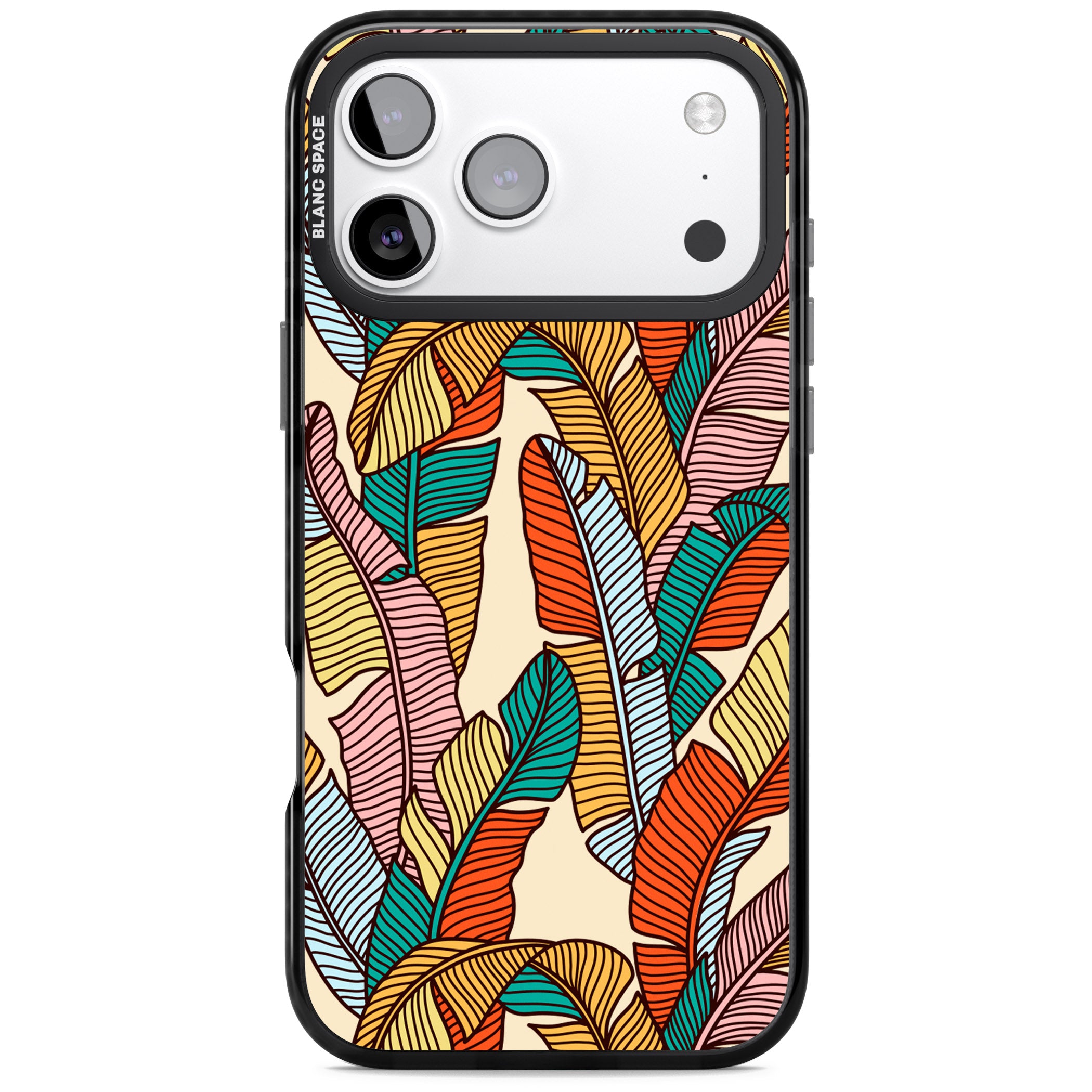 Pastel Palm Leaves iPhone 17 Pro Impact Pro Black Phone Case