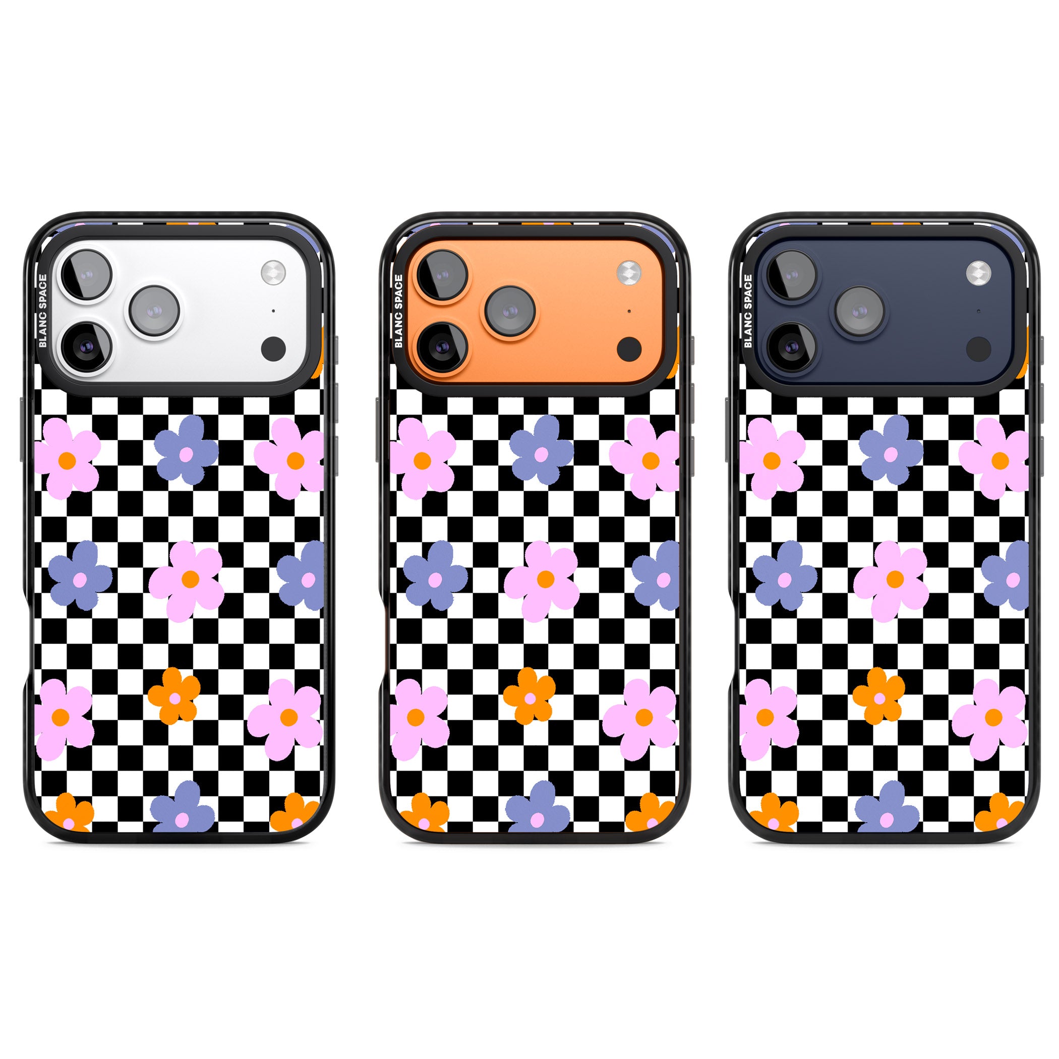 Checkered Blossom iPhone 17 Pro Impact Pro Black Phone Case APT Impact Protection