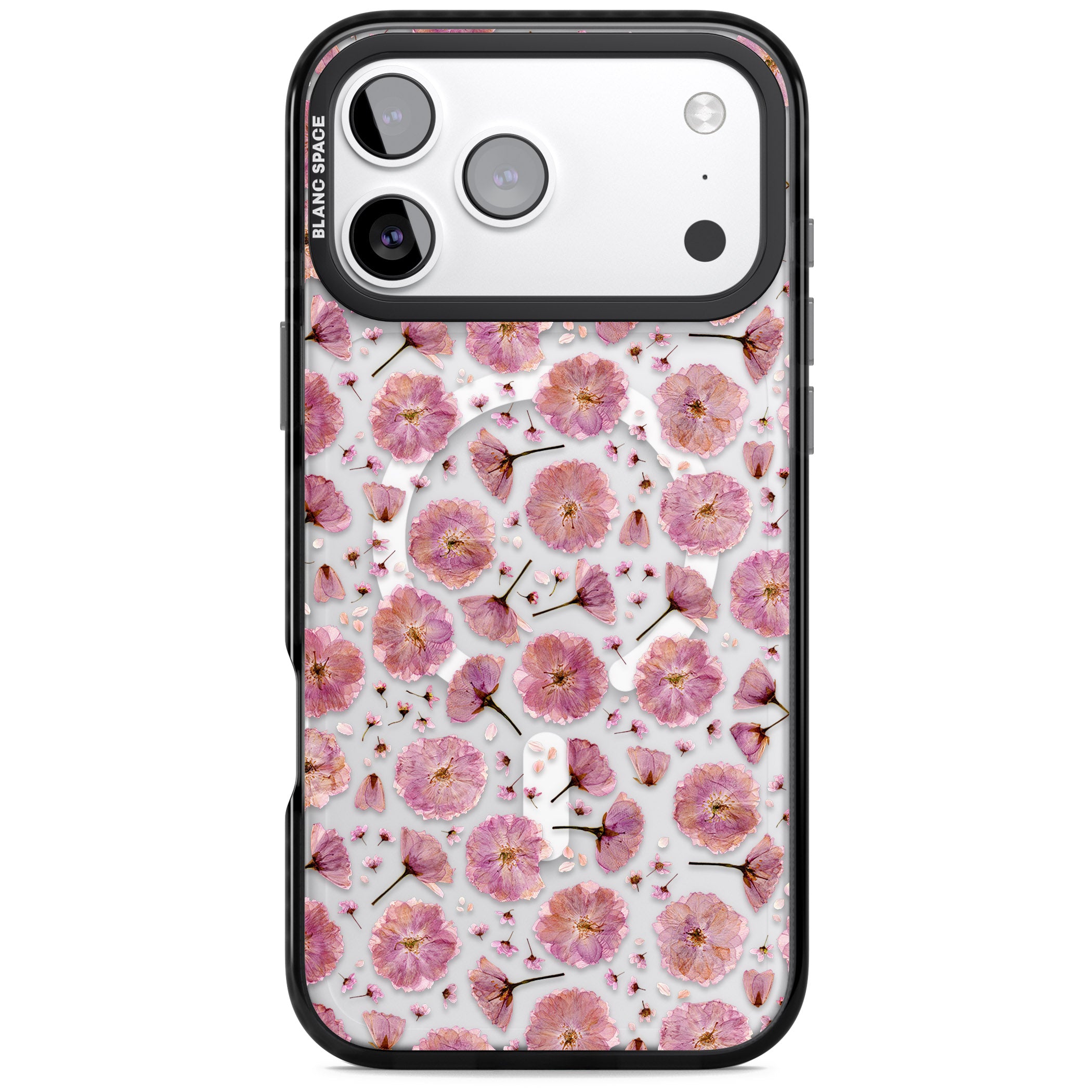 Pink Florals & Blossom iPhone 17 Pro Impact Pro Black Phone Case