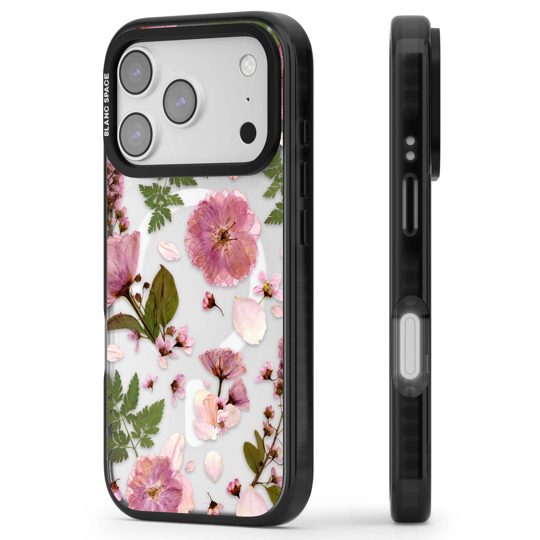 Blossom Bouquet iPhone 17 Pro Impact Pro Black Phone Case Side Profile