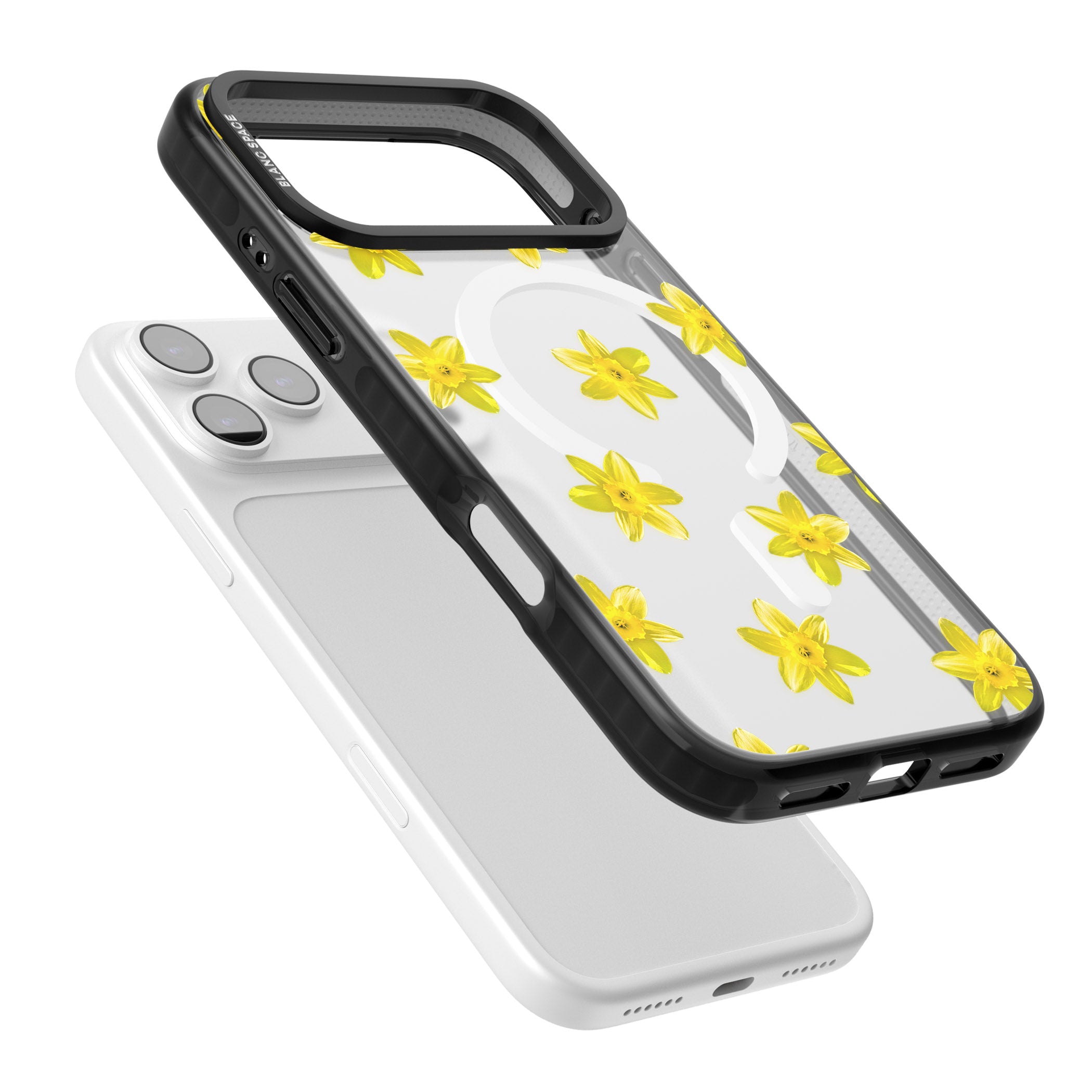 Daffodils Transparent Pattern iPhone 17 Pro Impact Pro Black Phone Case Colours