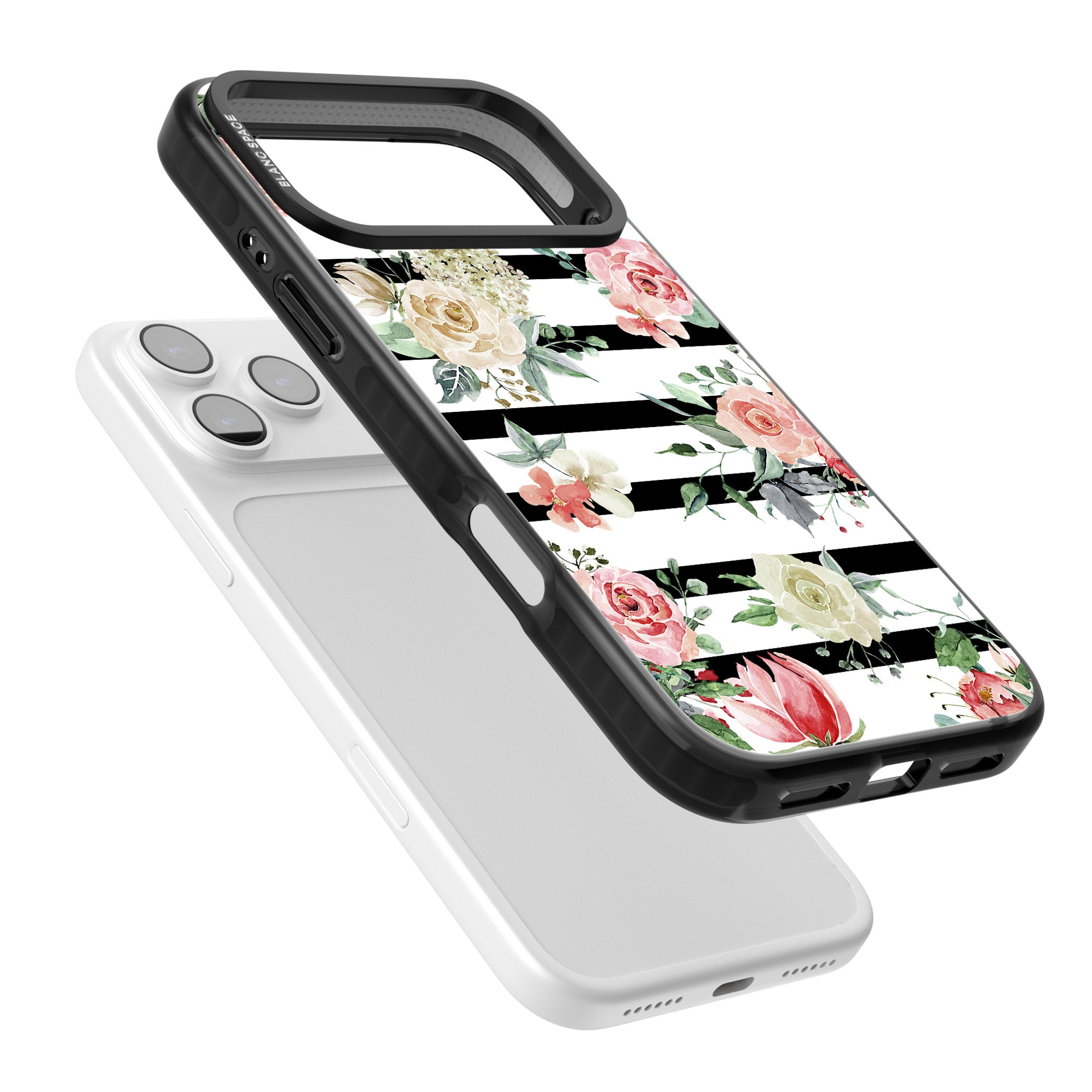 Floral Stripes iPhone 17 Pro Impact Pro Black Phone Case Colours