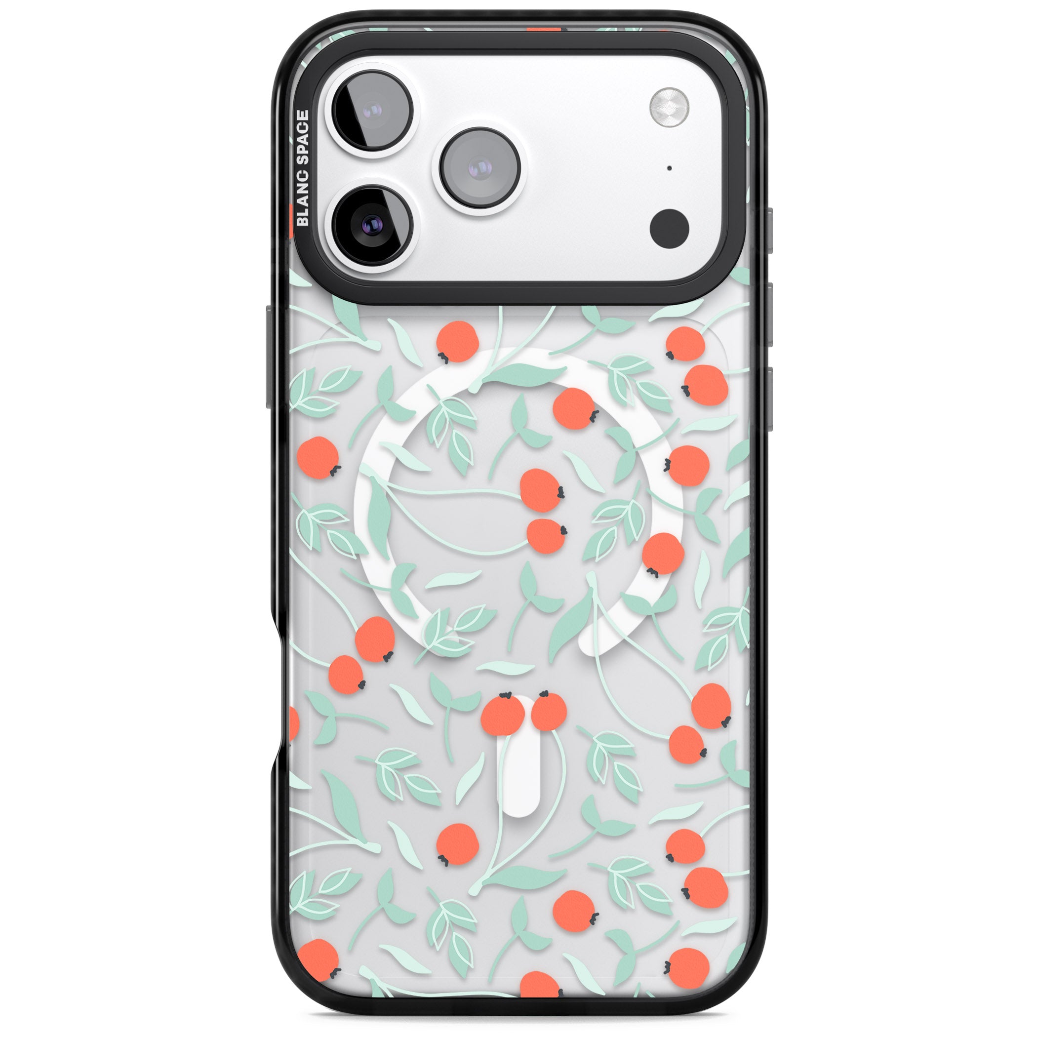 Red Berries Floral iPhone 17 Pro Impact Pro Black Phone Case