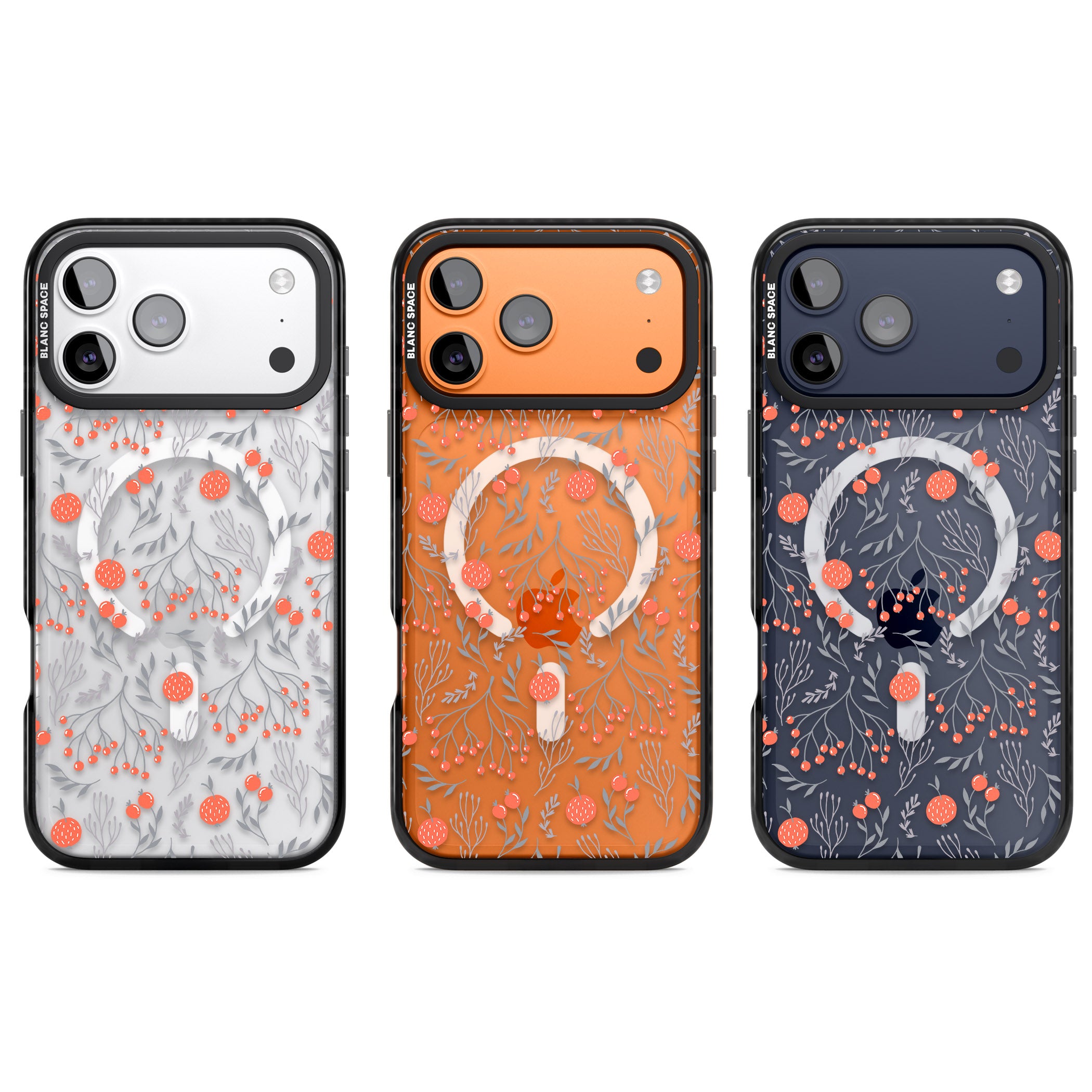 Red Fruits Floral iPhone 17 Pro Impact Pro Black Phone Case APT Impact Protection