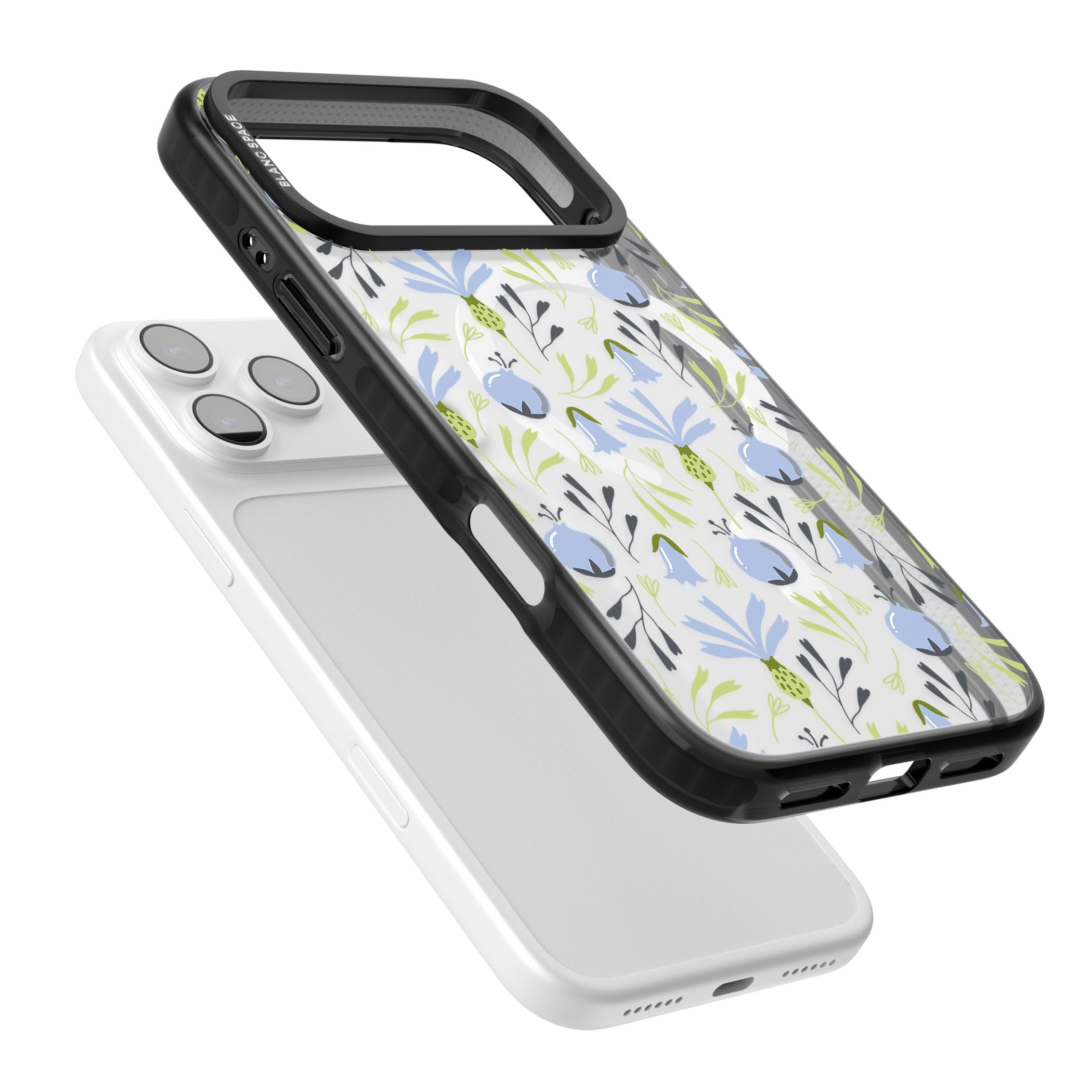 Blue Flora Bloom iPhone 17 Pro Impact Pro Black Phone Case Colours