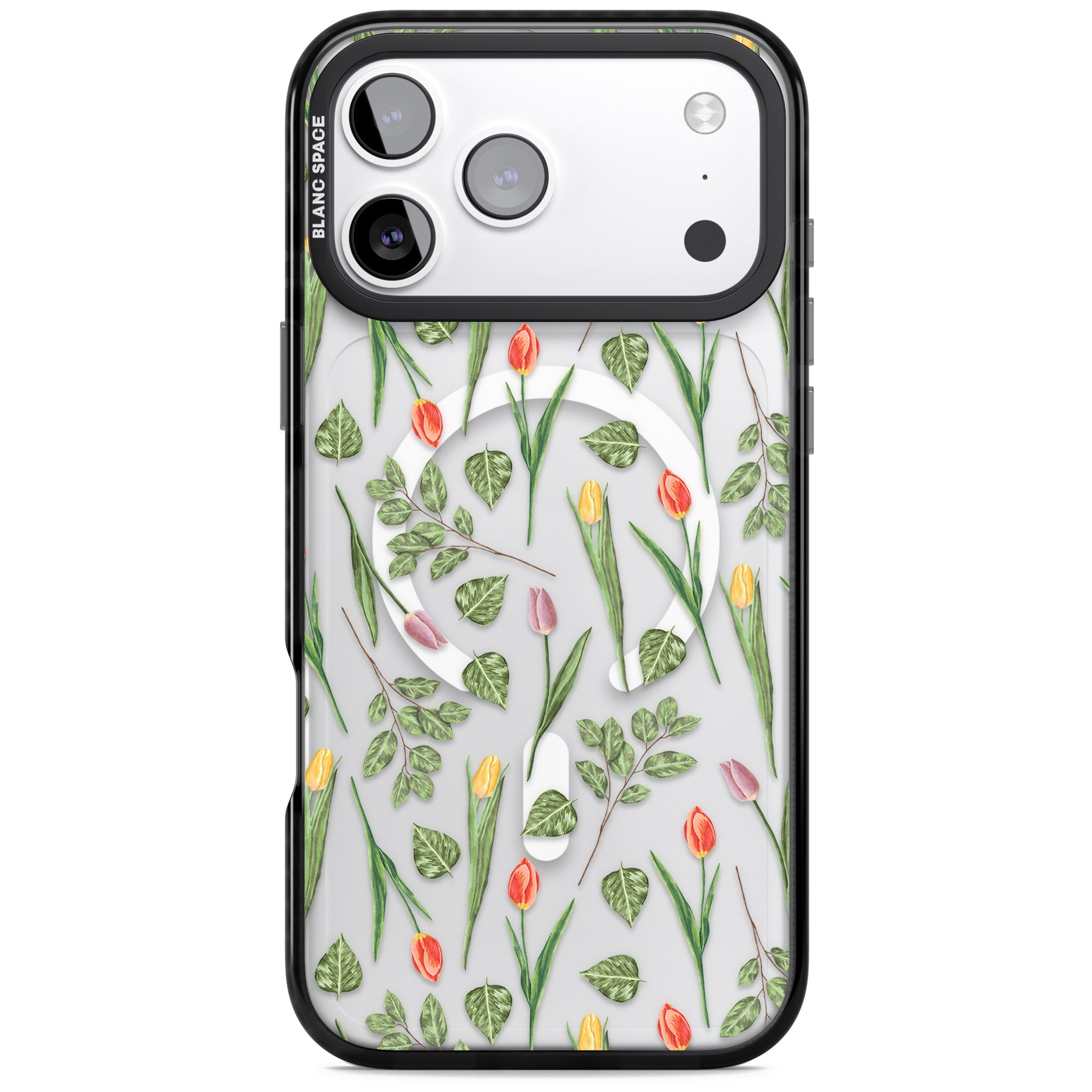 Spring Tulips Floral iPhone 17 Pro Impact Pro Black Phone Case