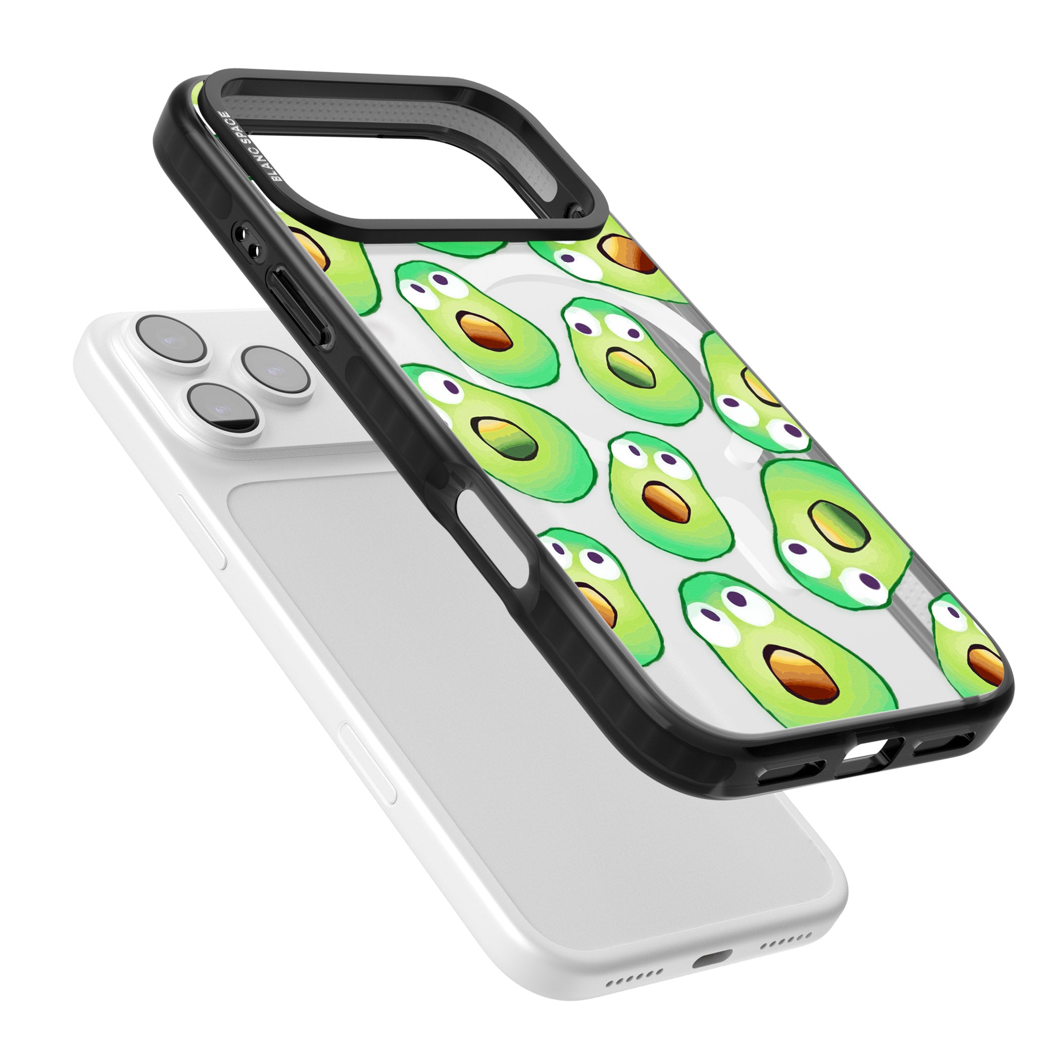 Shocked Avocados iPhone 17 Pro Impact Pro Black Phone Case Colours