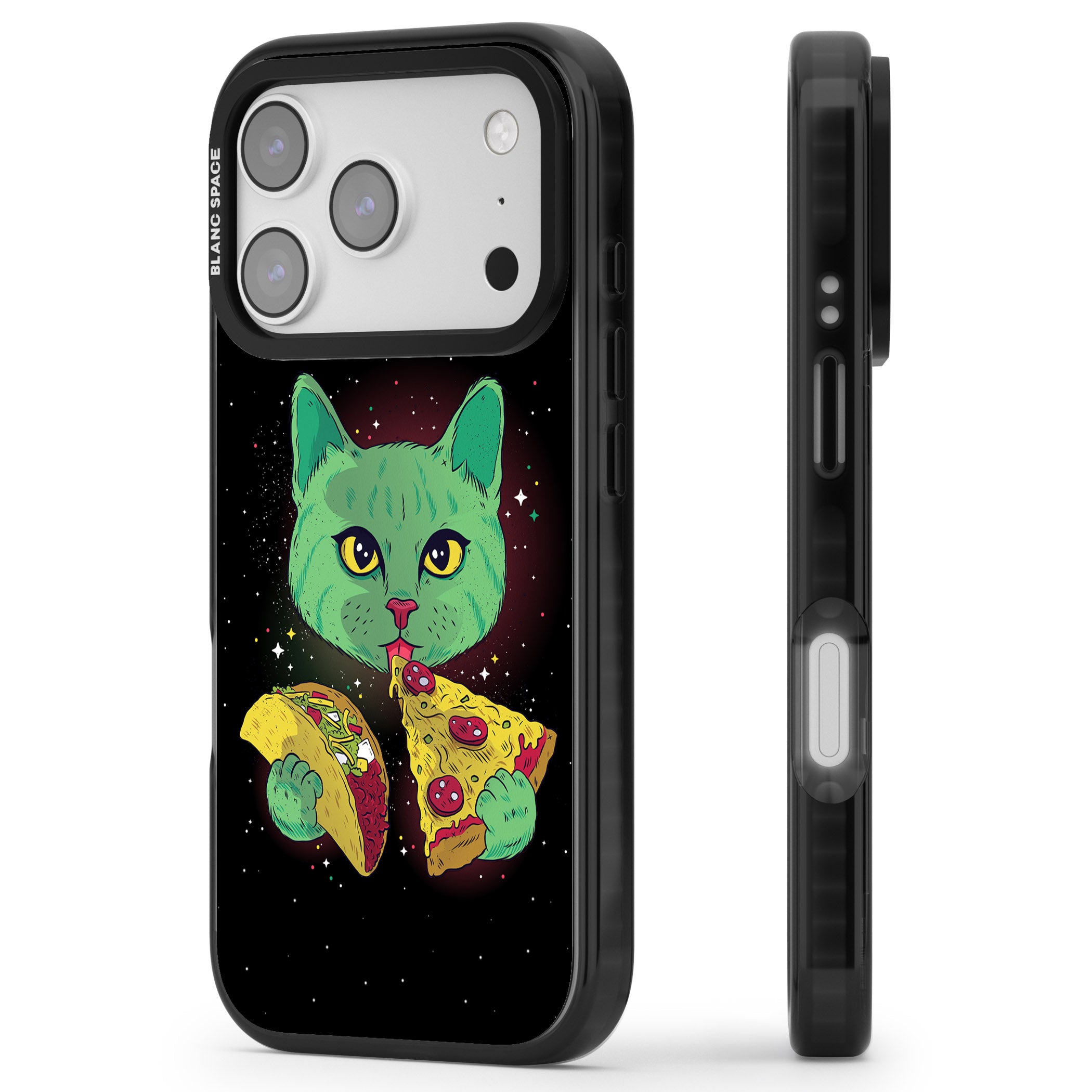 Pizza Purr iPhone 17 Pro Impact Pro Black Phone Case Side Profile