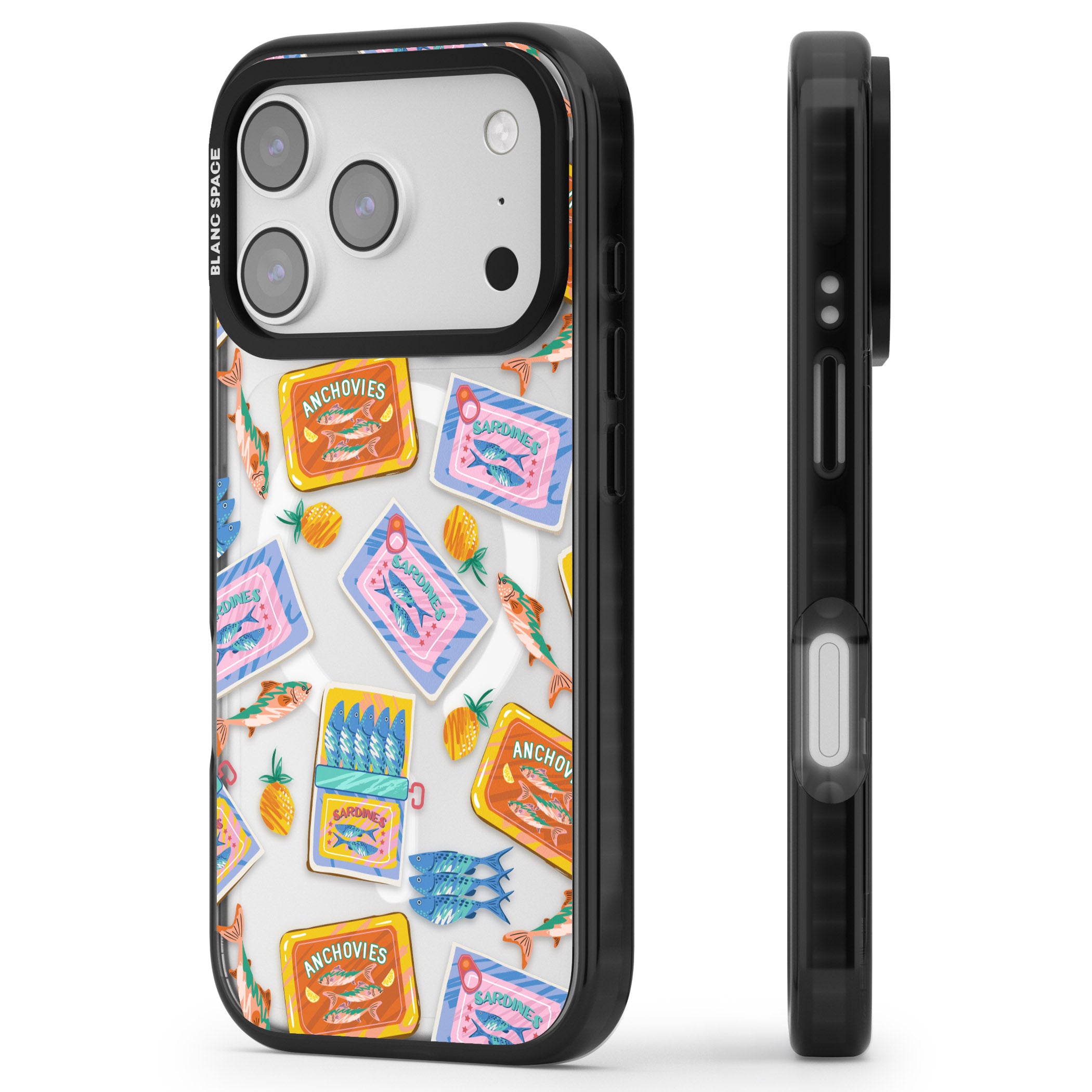 Sardines & Anchovies iPhone 17 Pro Impact Pro Black Phone Case Side Profile
