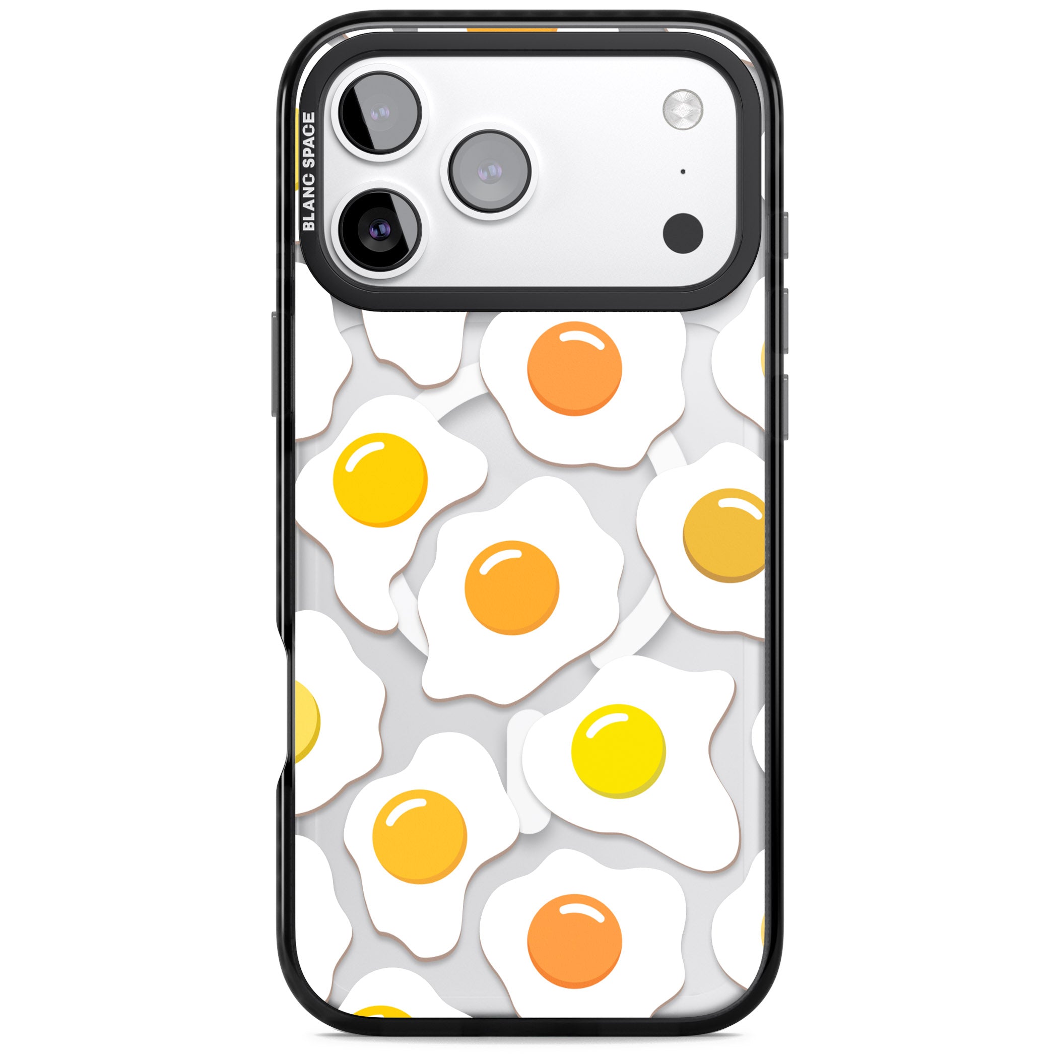 Fried Egg Pattern iPhone 17 Pro Impact Pro Black Phone Case