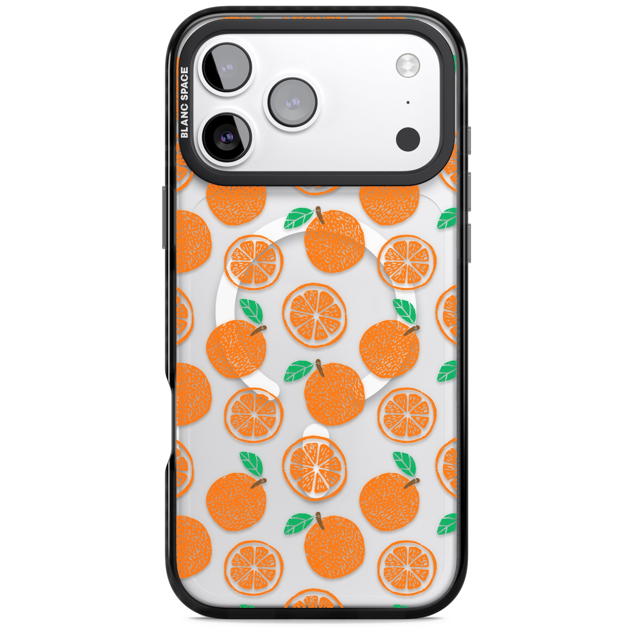Orange Pattern iPhone 17 Pro Impact Pro Black Phone Case