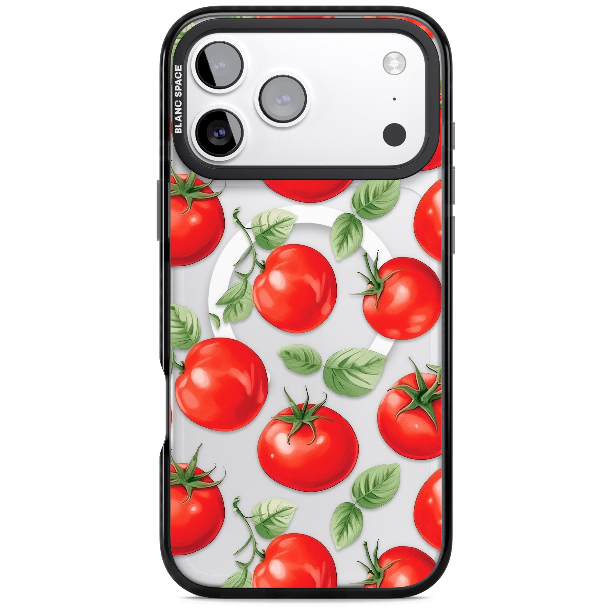 Tomato Pattern iPhone 17 Pro Impact Pro Black Phone Case