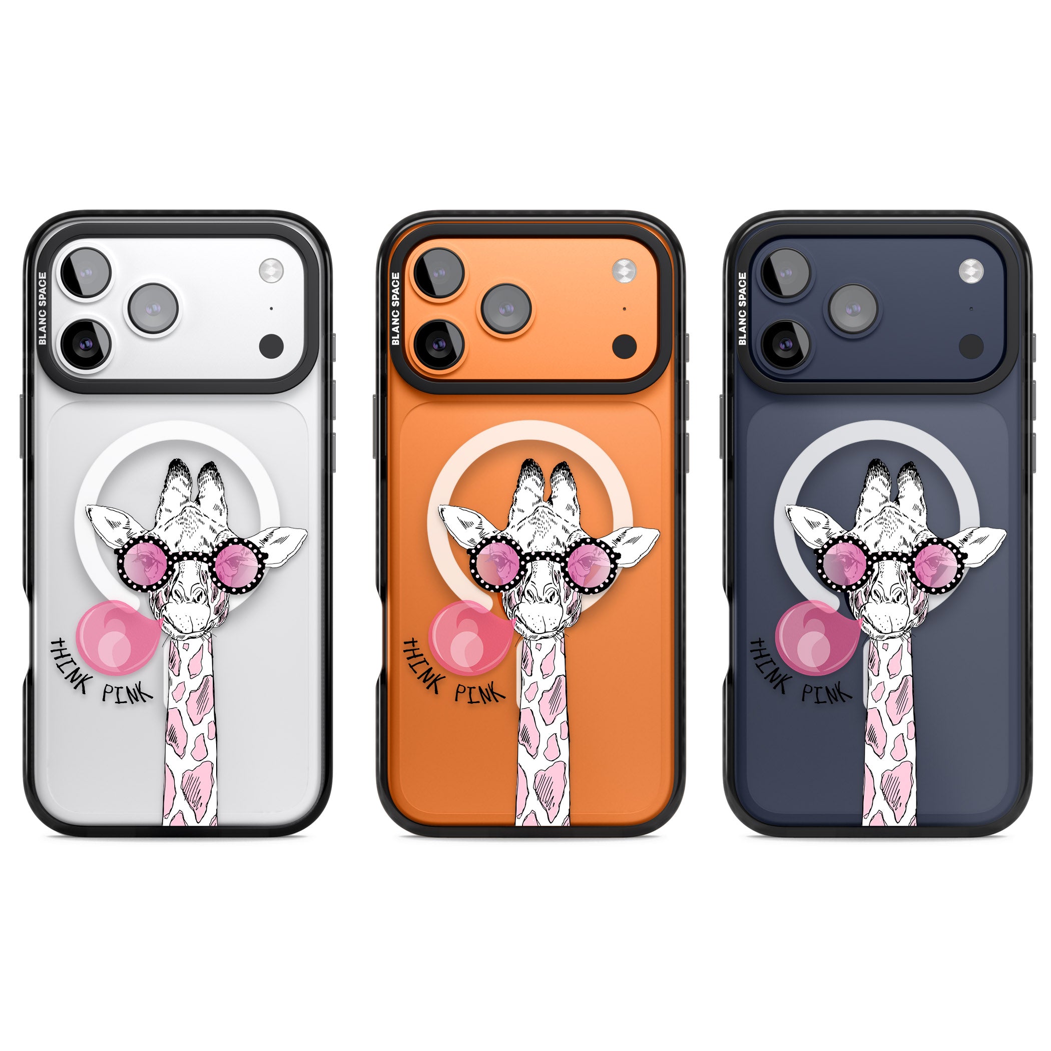 Think Pink Giraffe iPhone 17 Pro Impact Pro Black Phone Case APT Impact Protection