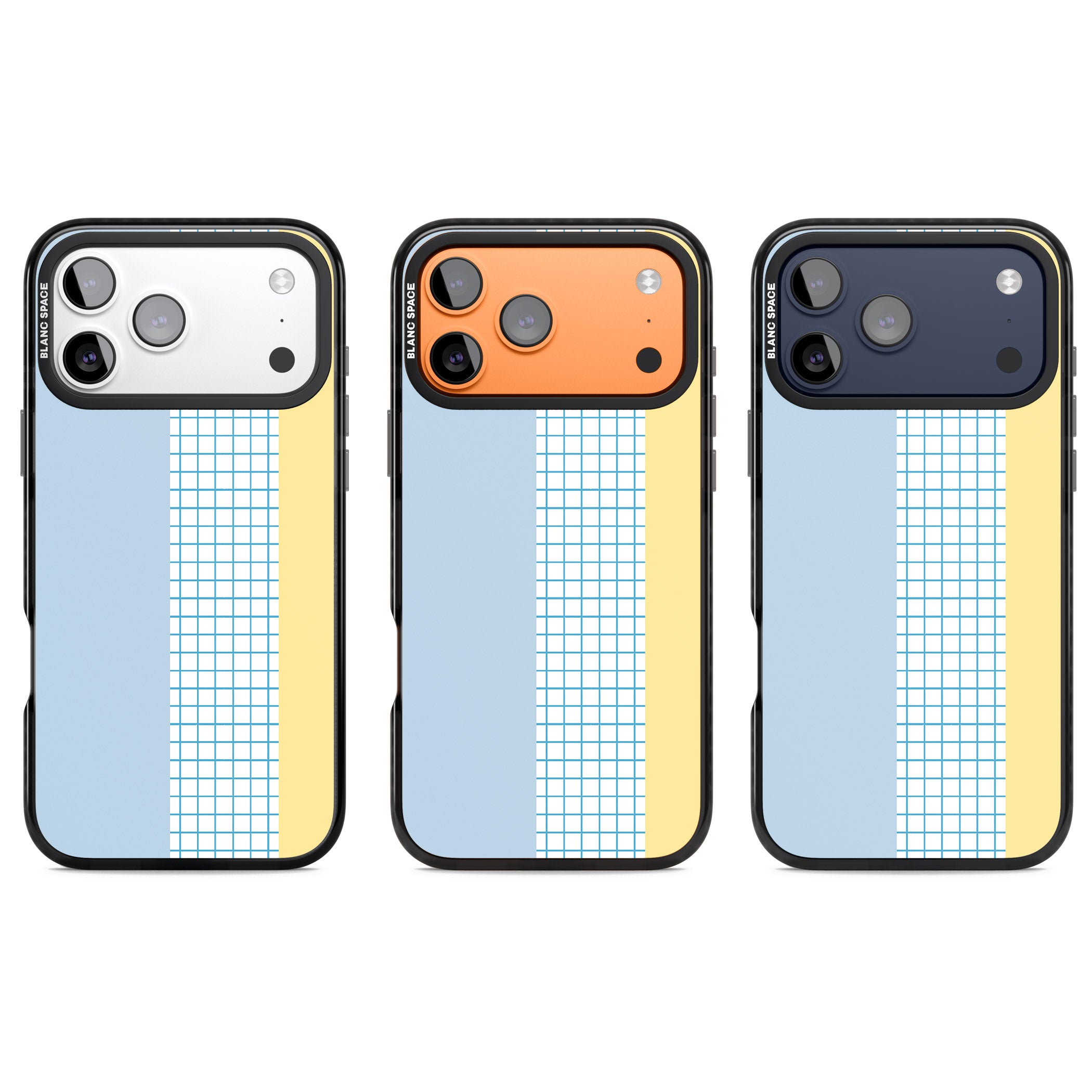 Abstract Grid Blue & Yellow iPhone 17 Pro Impact Pro Black Phone Case APT Impact Protection