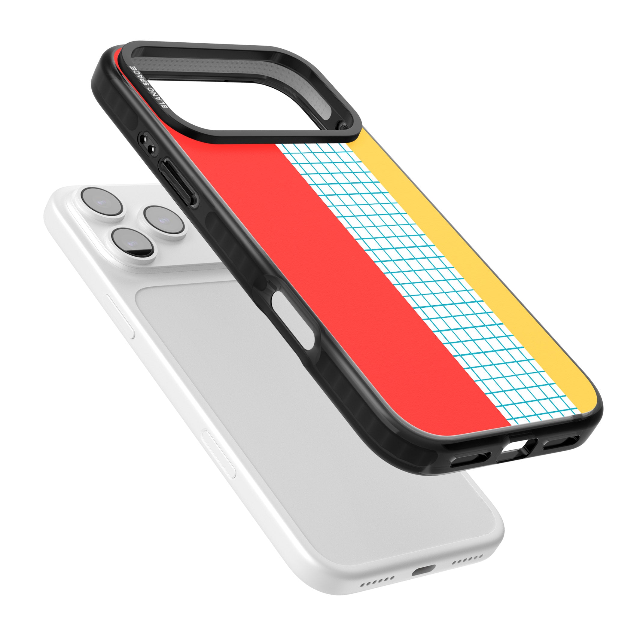 Abstract Grid Red, Blue, Yellow iPhone 17 Pro Impact Pro Black Phone Case Colours