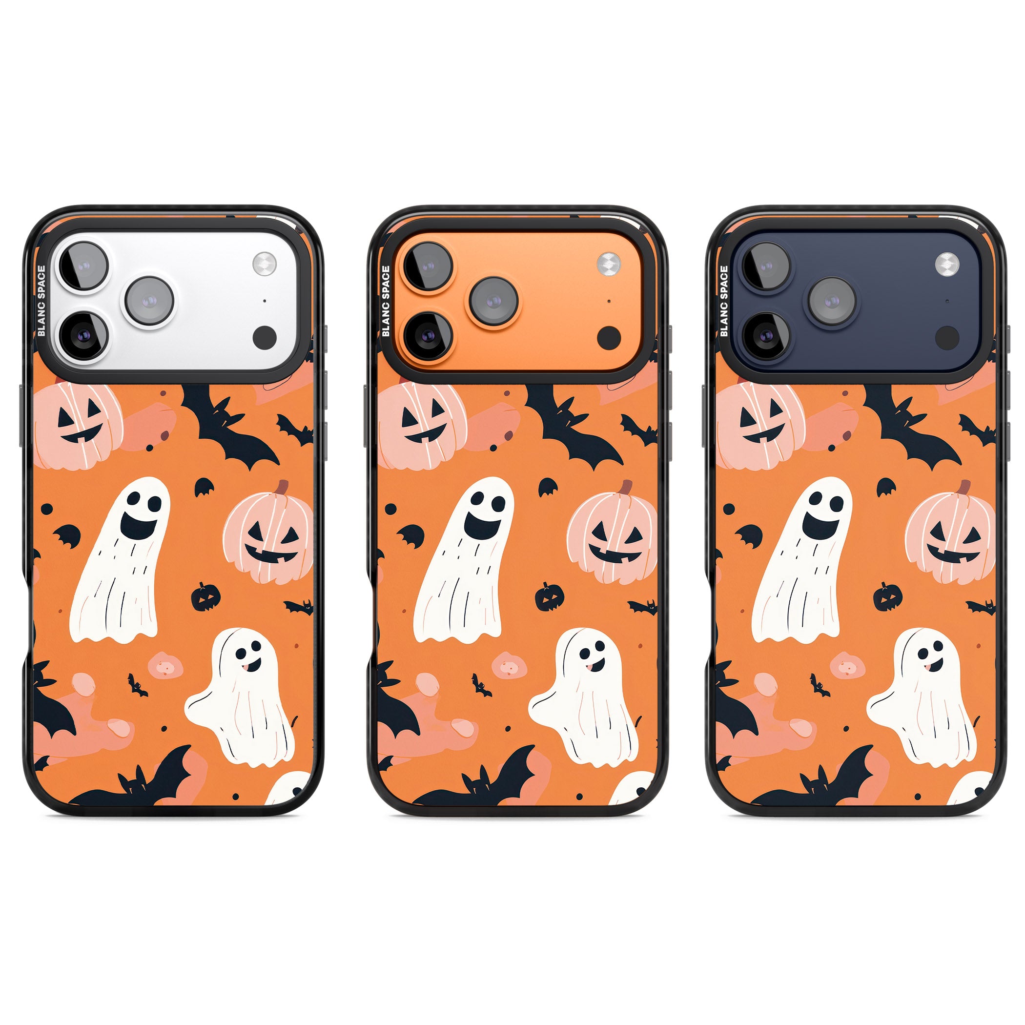 Orange Halloween Pattern iPhone 17 Pro Impact Pro Black Phone Case APT Impact Protection