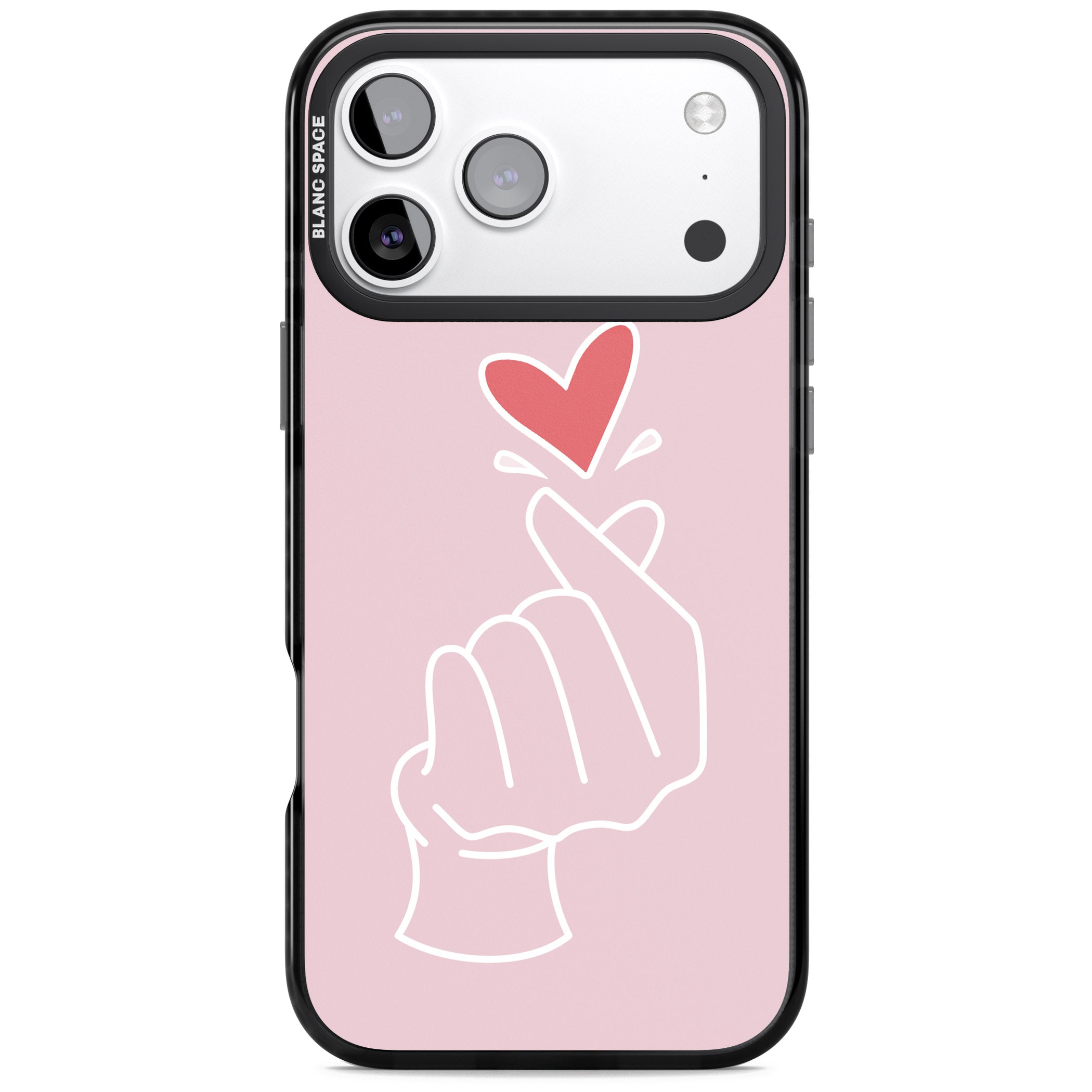Pink Heart Hand iPhone 17 Pro Impact Pro Black Phone Case