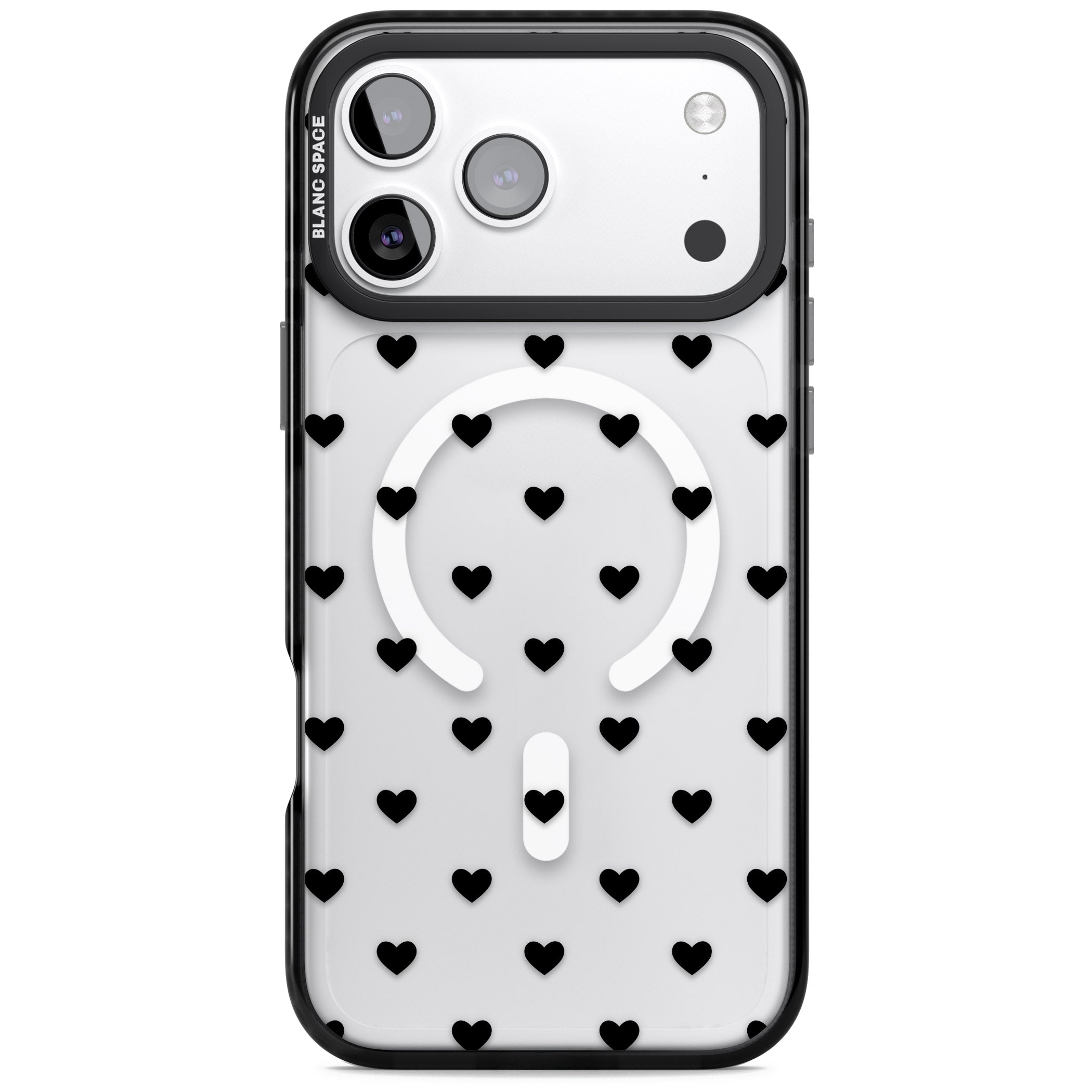 Small Heart Pattern: White & iPhone 17 Pro Impact Pro Black Phone Case
