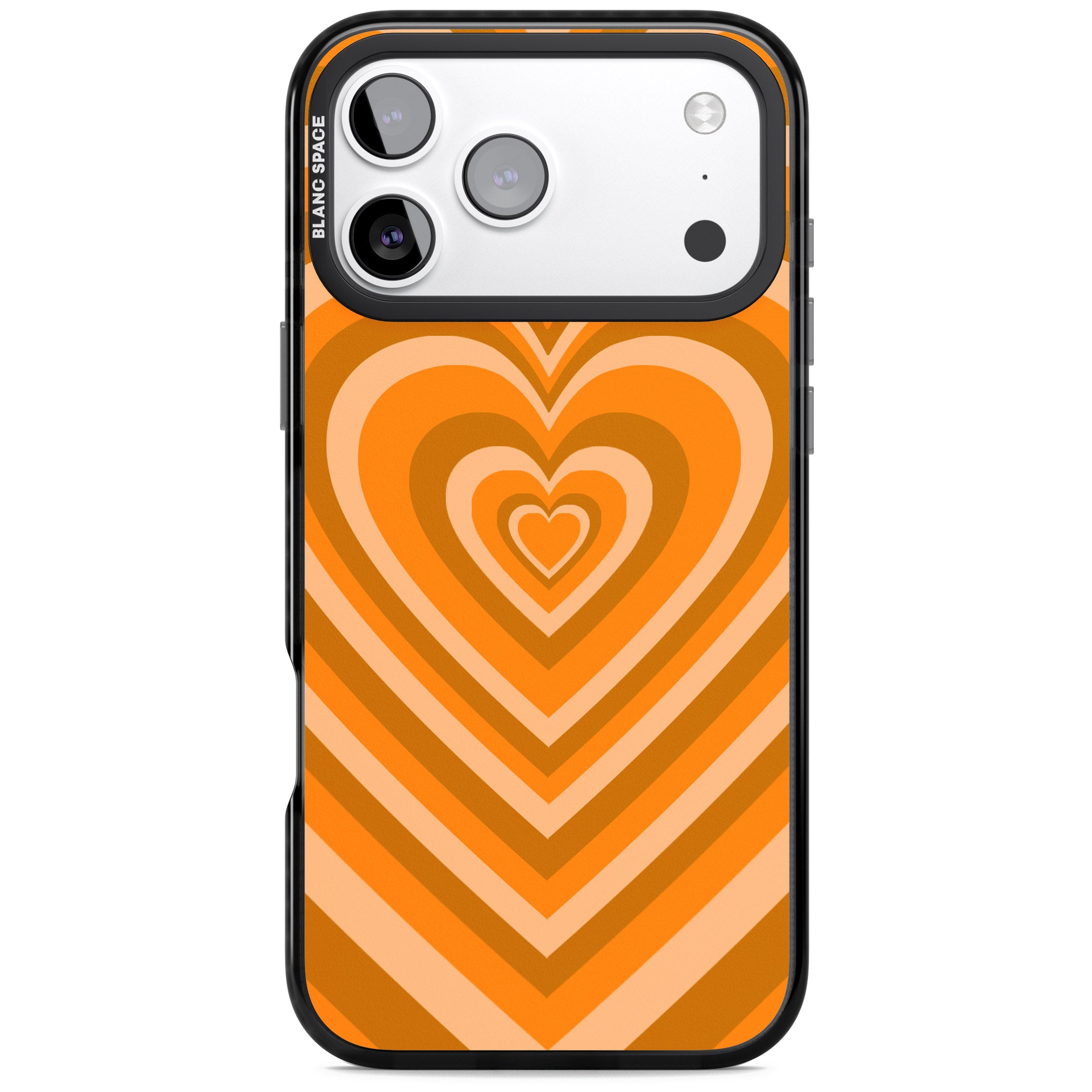 Orange Heart Illusion iPhone 17 Pro Impact Pro Black Phone Case