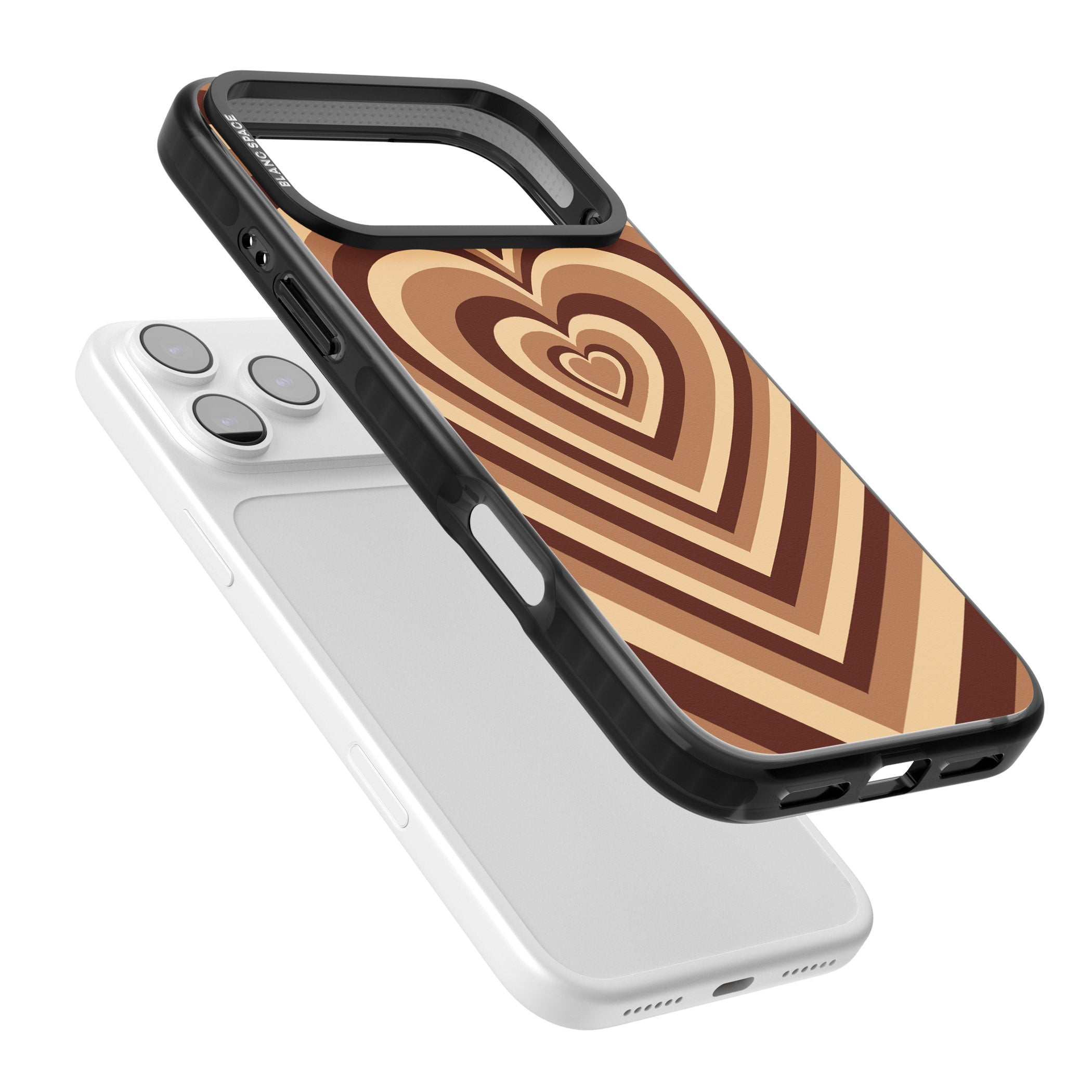 Latte Heart Illusion iPhone 17 Pro Impact Pro Black Phone Case Colours