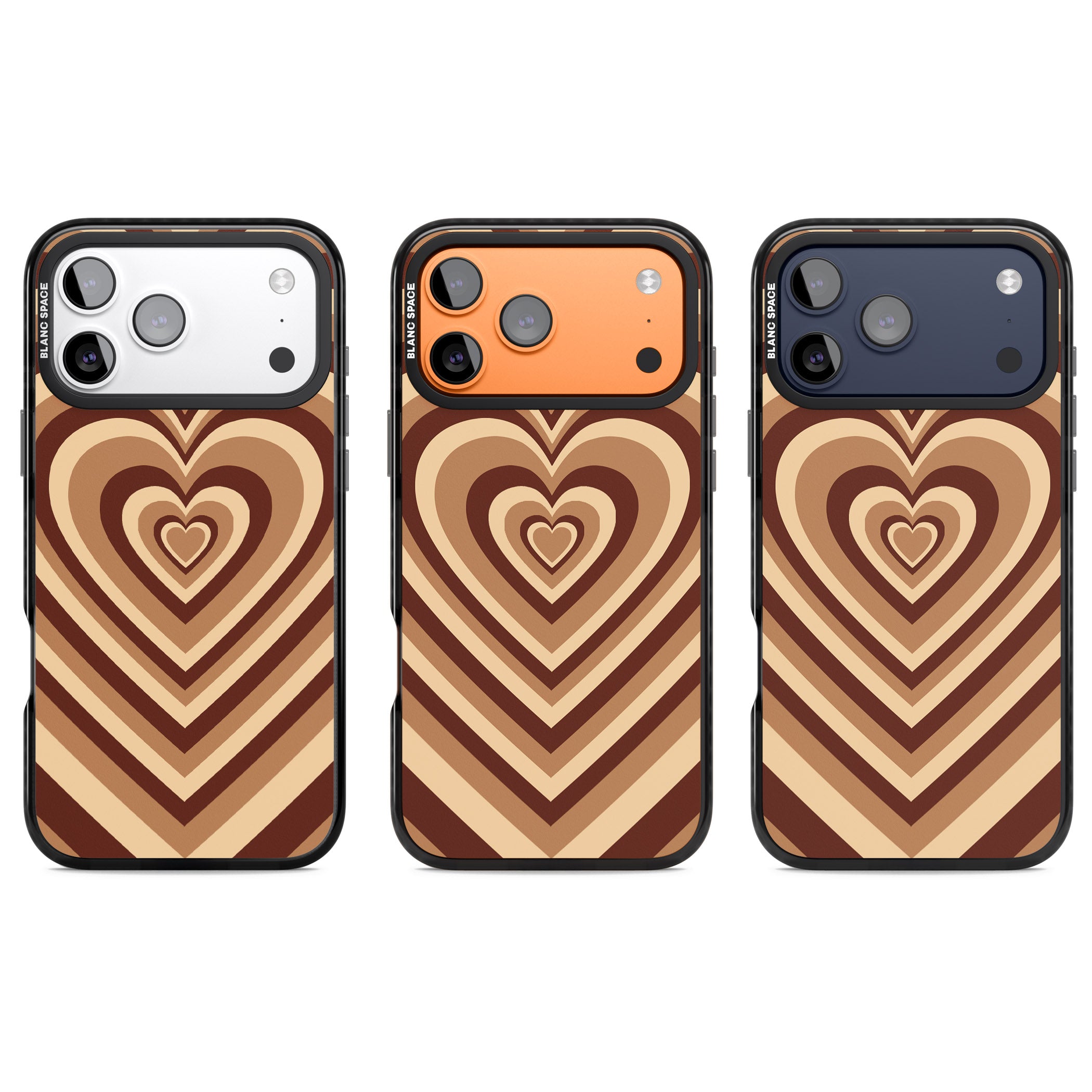 Latte Heart Illusion iPhone 17 Pro Impact Pro Black Phone Case APT Impact Protection