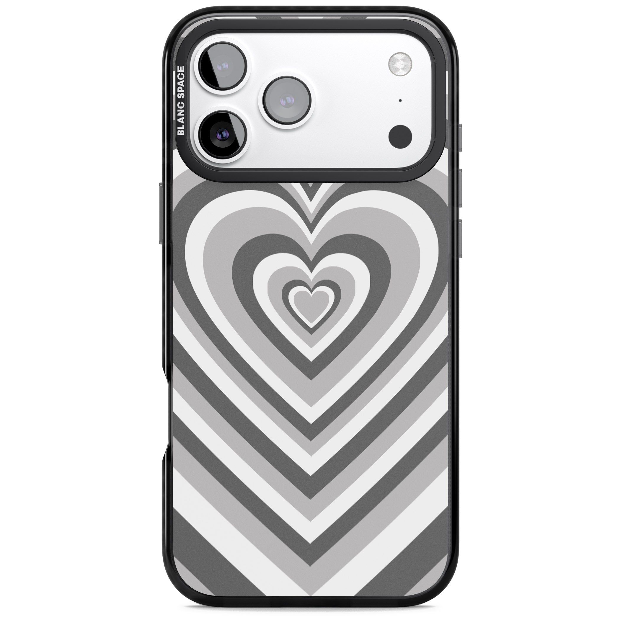 Monochrome Heart Illusion iPhone 17 Pro Impact Pro Black Phone Case
