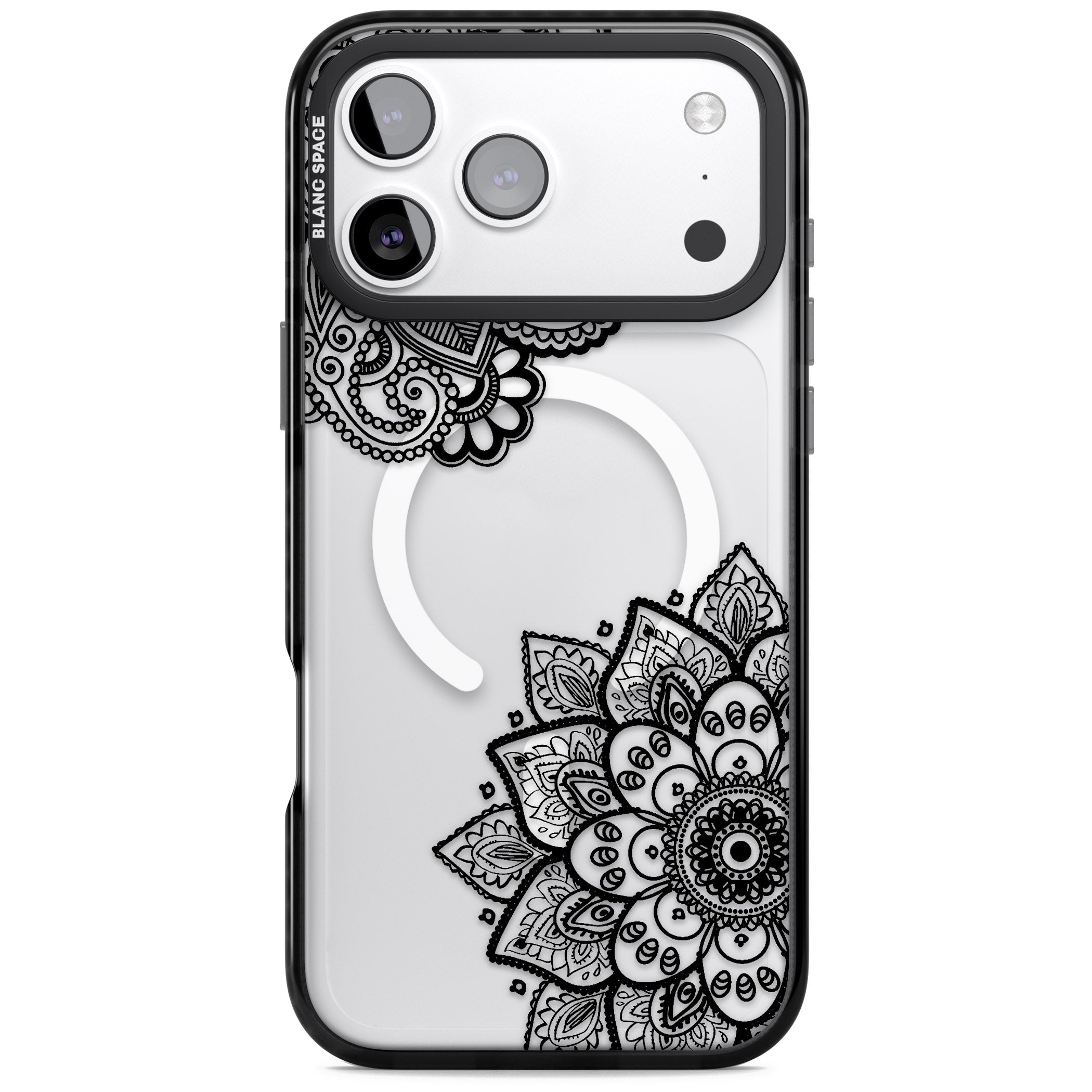 Black Henna Florals iPhone 17 Pro Impact Pro Black Phone Case