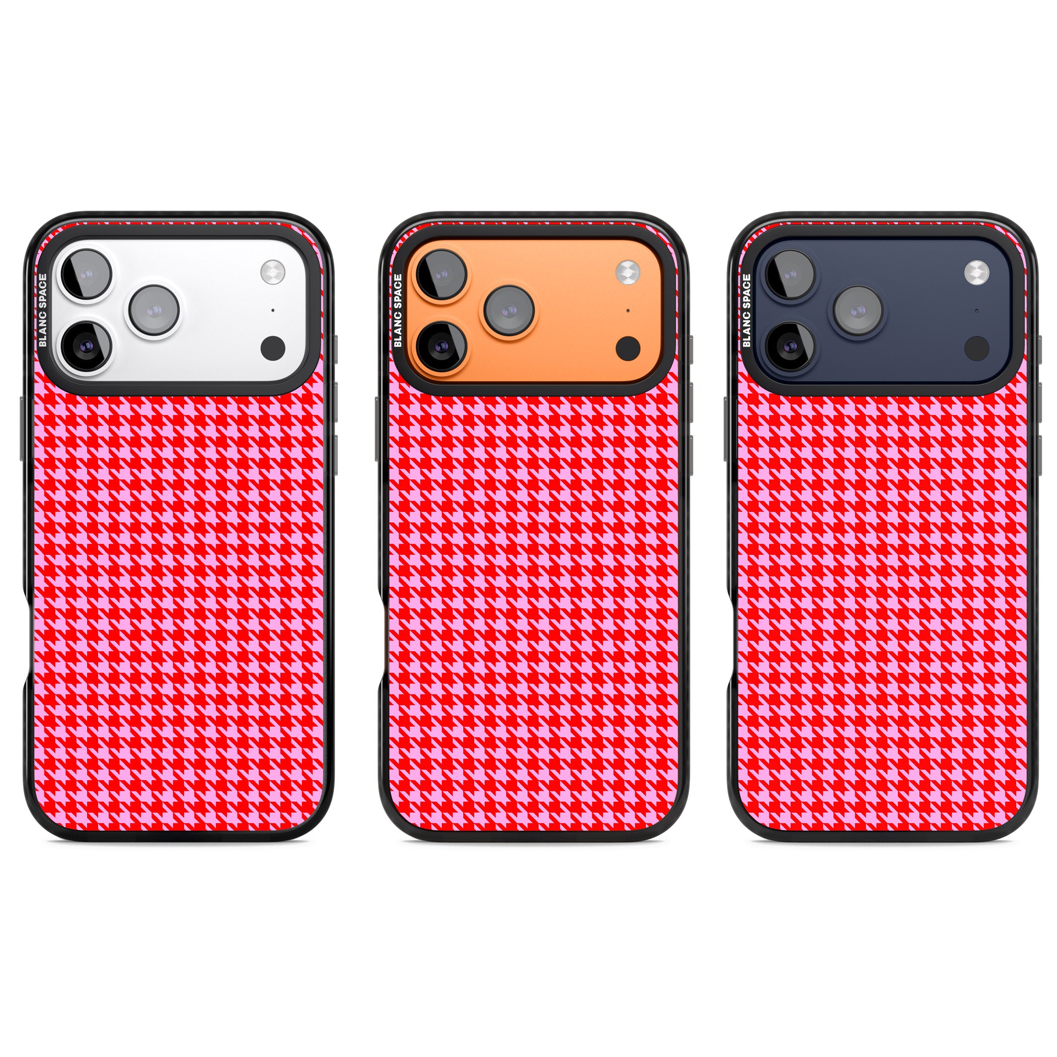 Neon Pink & Red Houndstooth iPhone 17 Pro Impact Pro Black Phone Case APT Impact Protection