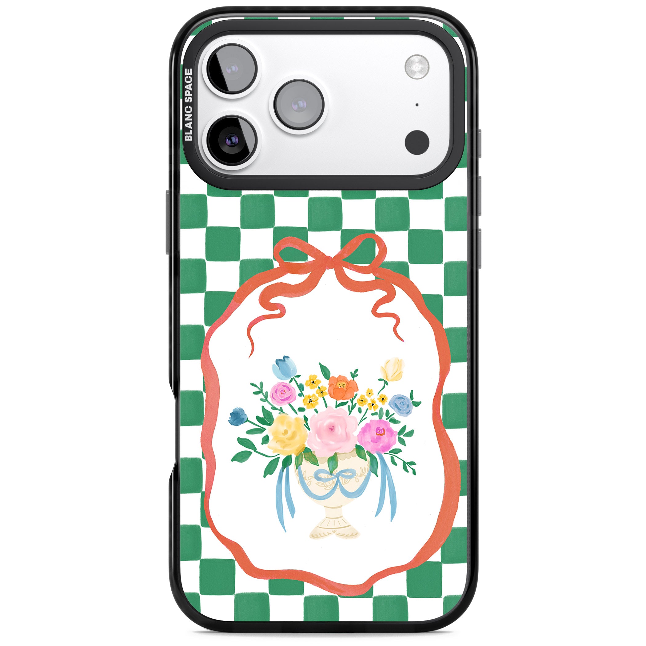 Green Checked Bouquet iPhone 17 Pro Impact Pro Black Phone Case