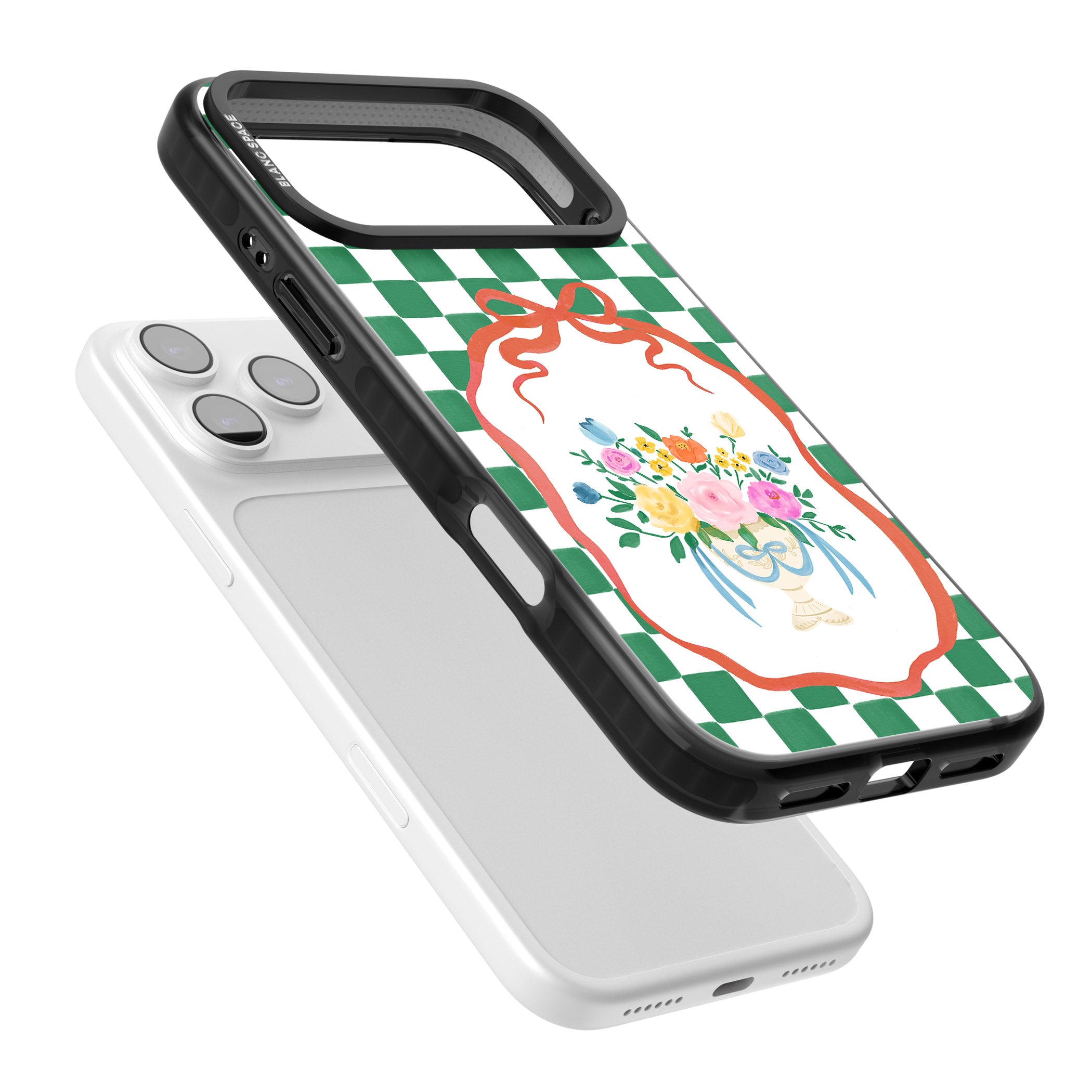 Green Checked Bouquet iPhone 17 Pro Impact Pro Black Phone Case Colours