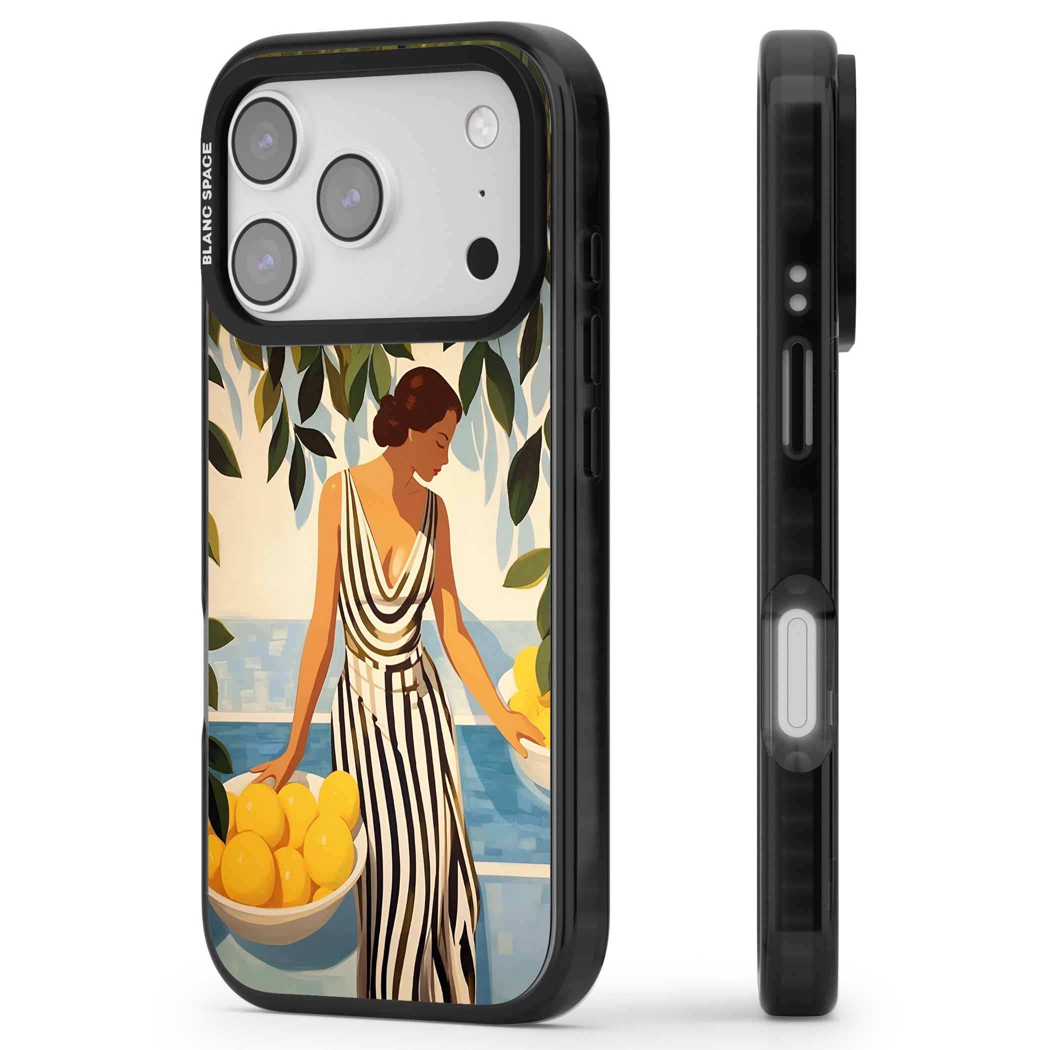 Lemon Picking iPhone 17 Pro Impact Pro Black Phone Case Side Profile