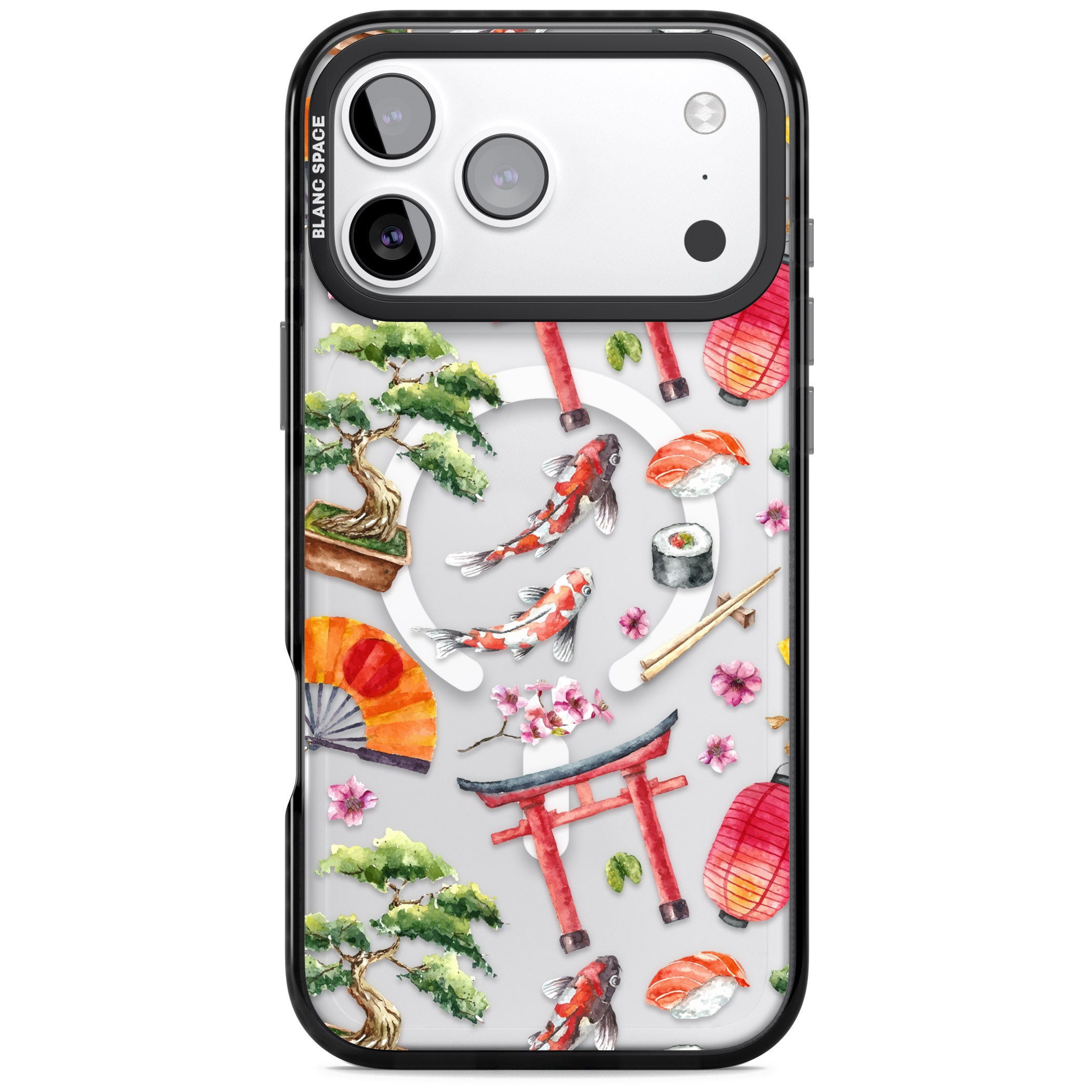 Japanese Watercolor iPhone 17 Pro Impact Pro Black Phone Case