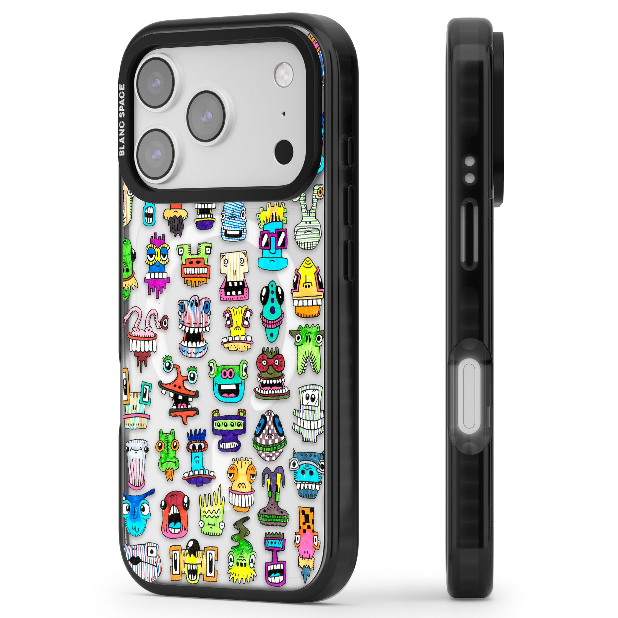 Familiar Faces iPhone 17 Pro Impact Pro Black Phone Case Side Profile