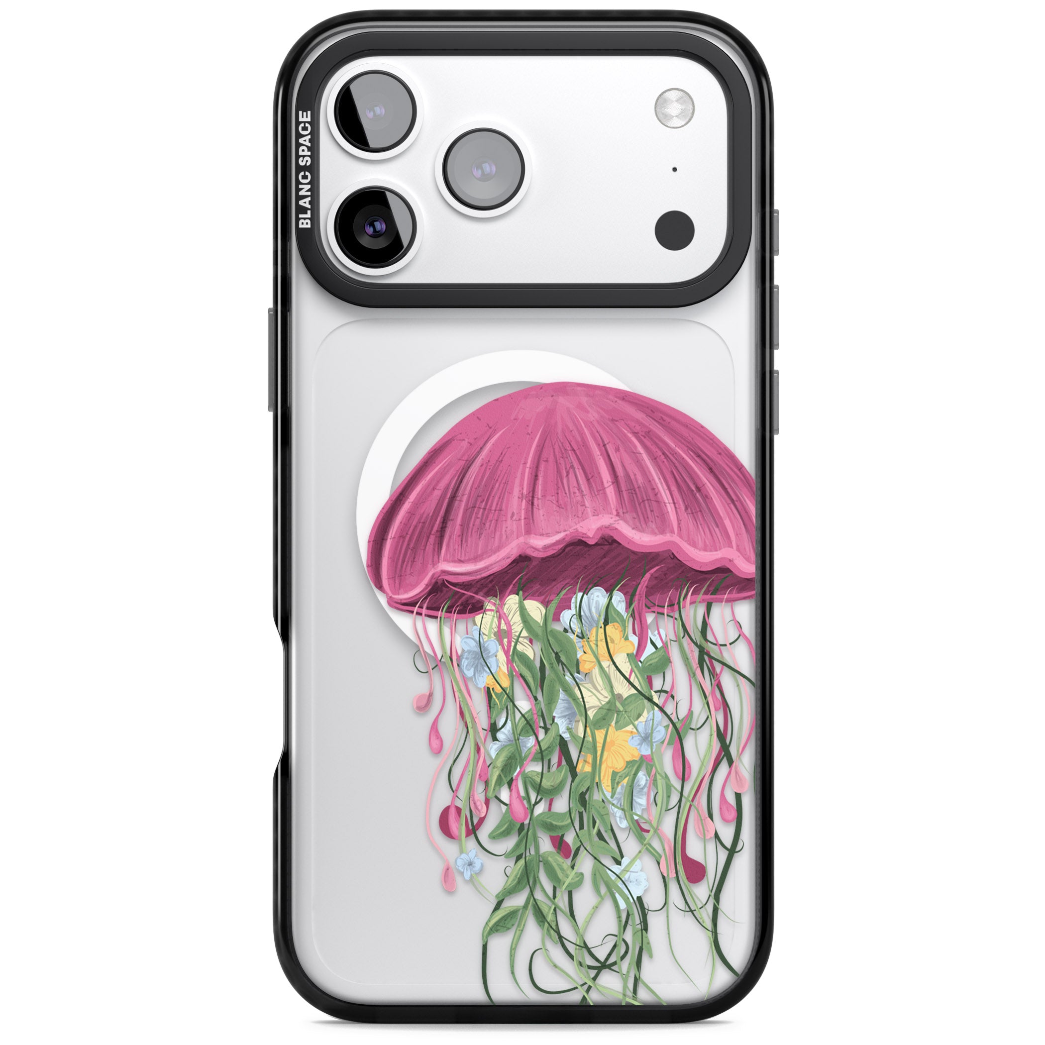 Botanical Jellyfish iPhone 17 Pro Impact Pro Black Phone Case