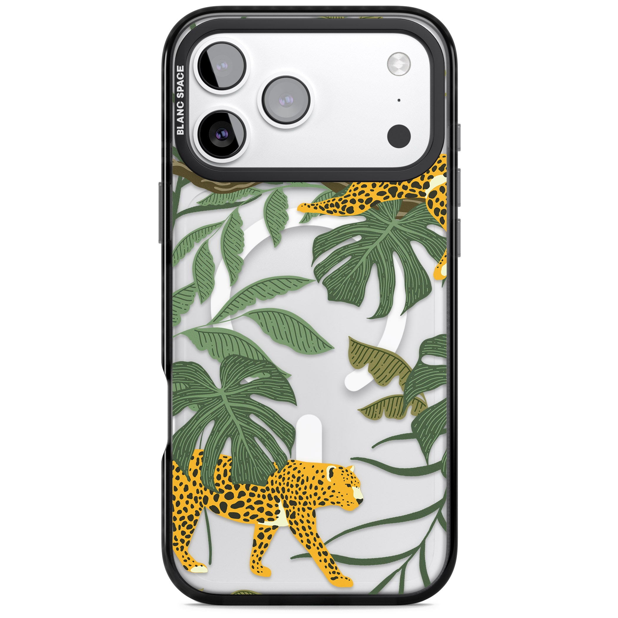 Jungle Cat Pattern iPhone 17 Pro Impact Pro Black Phone Case