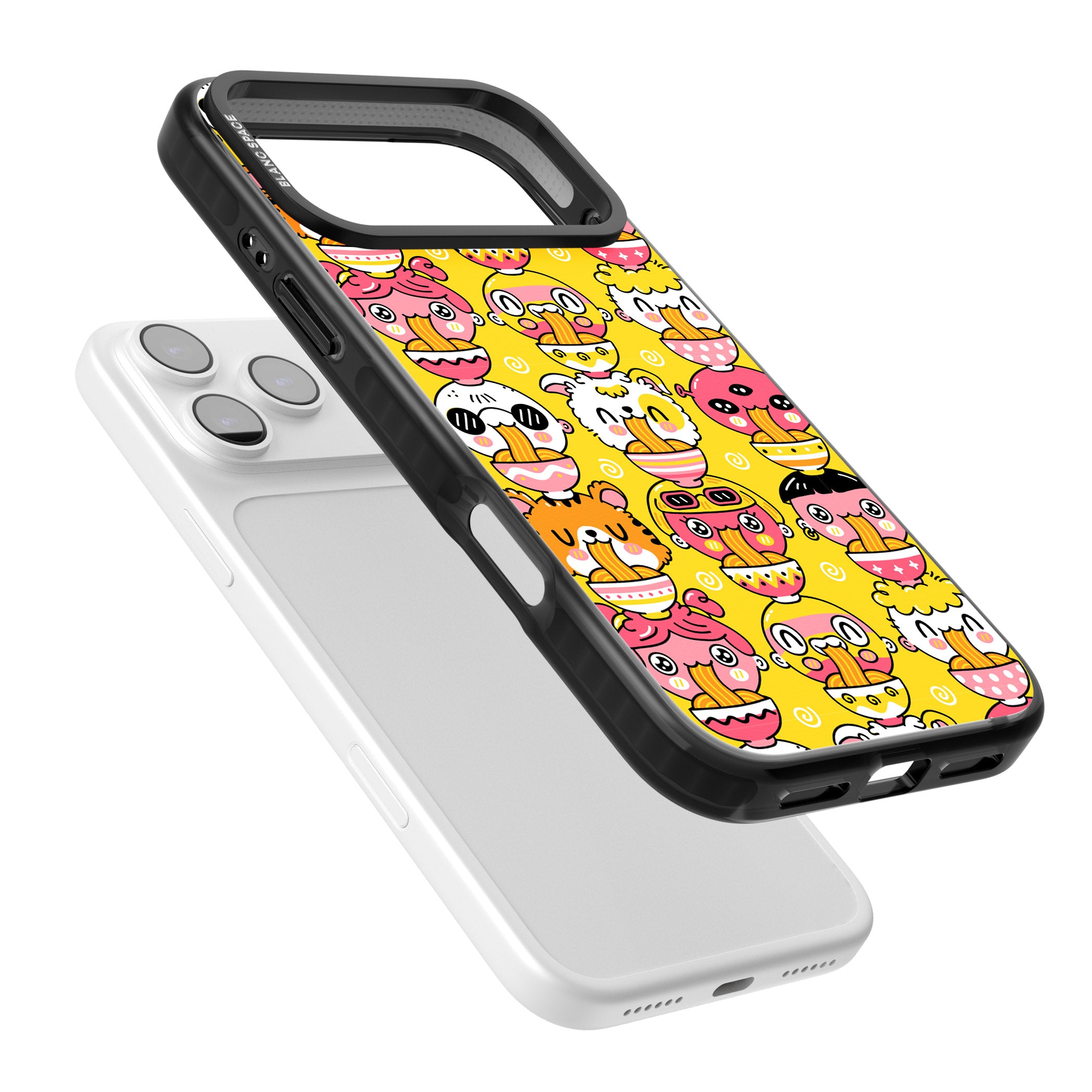 Ramen Noodle Kawaii Pattern iPhone 17 Pro Impact Pro Black Phone Case Colours