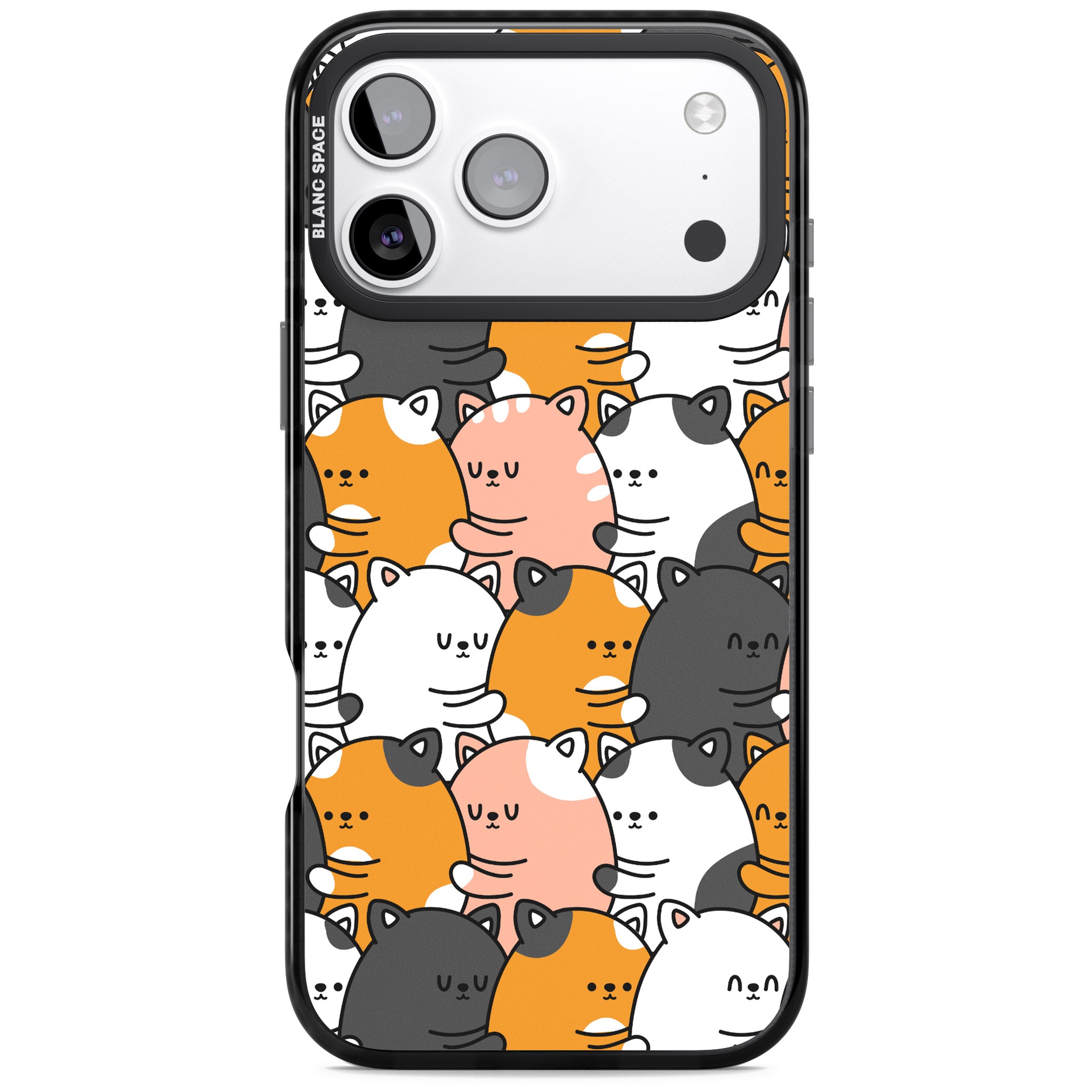 Spooning Cats Kawaii Pattern iPhone 17 Pro Impact Pro Black Phone Case