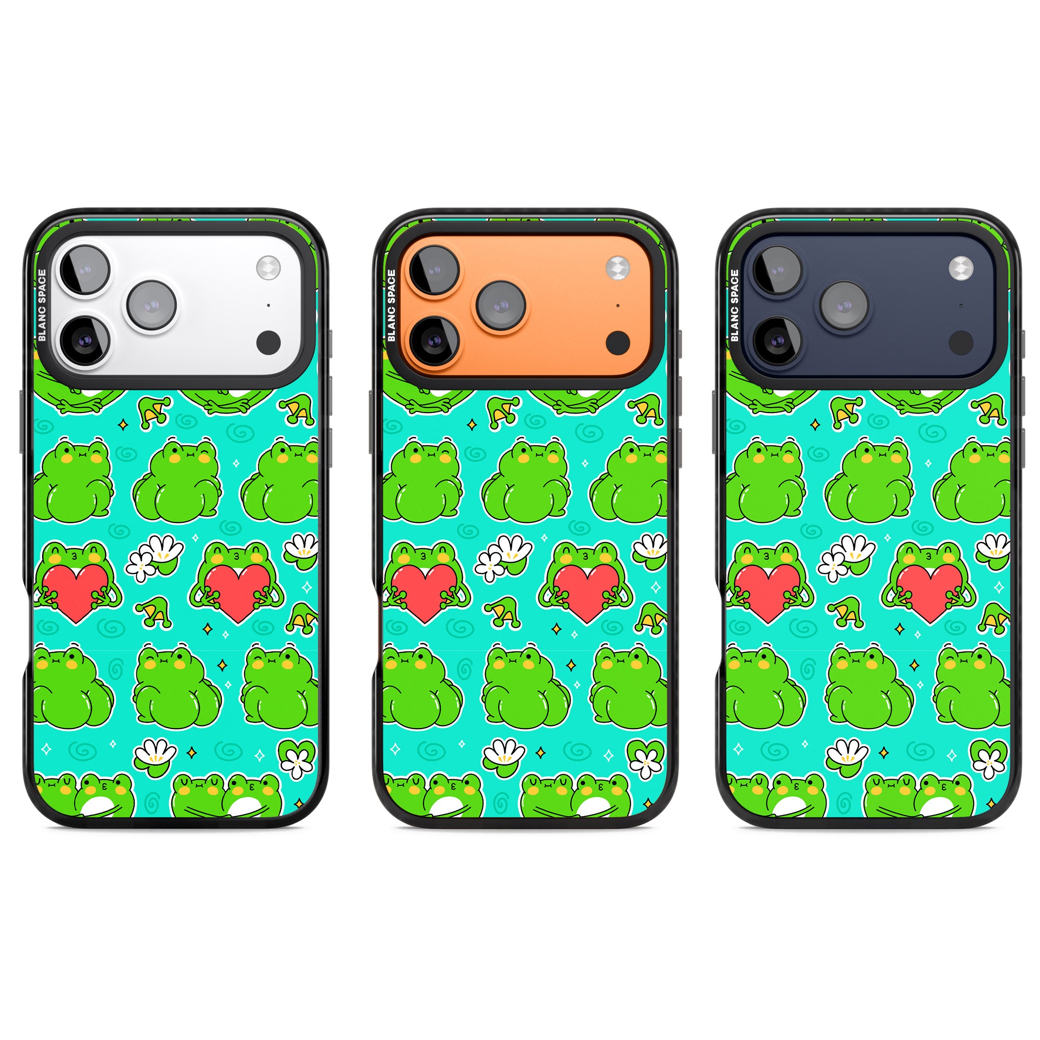 Frog Booty Kawaii Pattern iPhone 17 Pro Impact Pro Black Phone Case APT Impact Protection