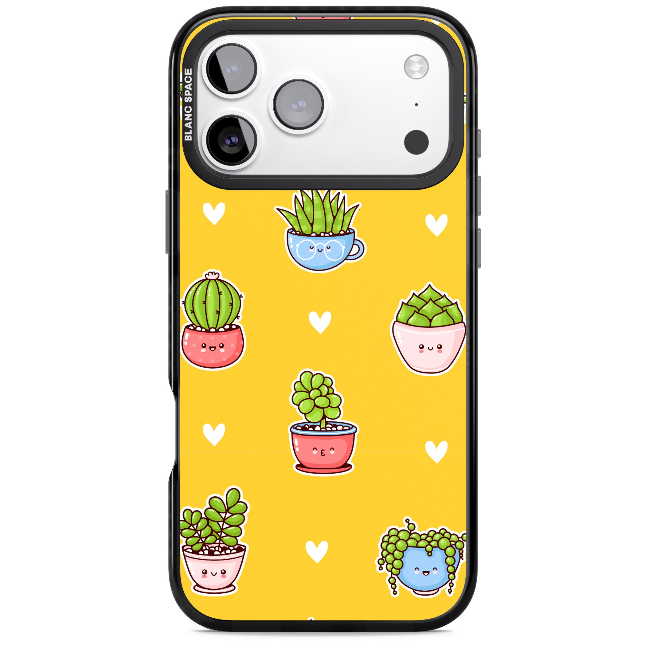 Plant Faces Kawaii Pattern iPhone 17 Pro Impact Pro Black Phone Case