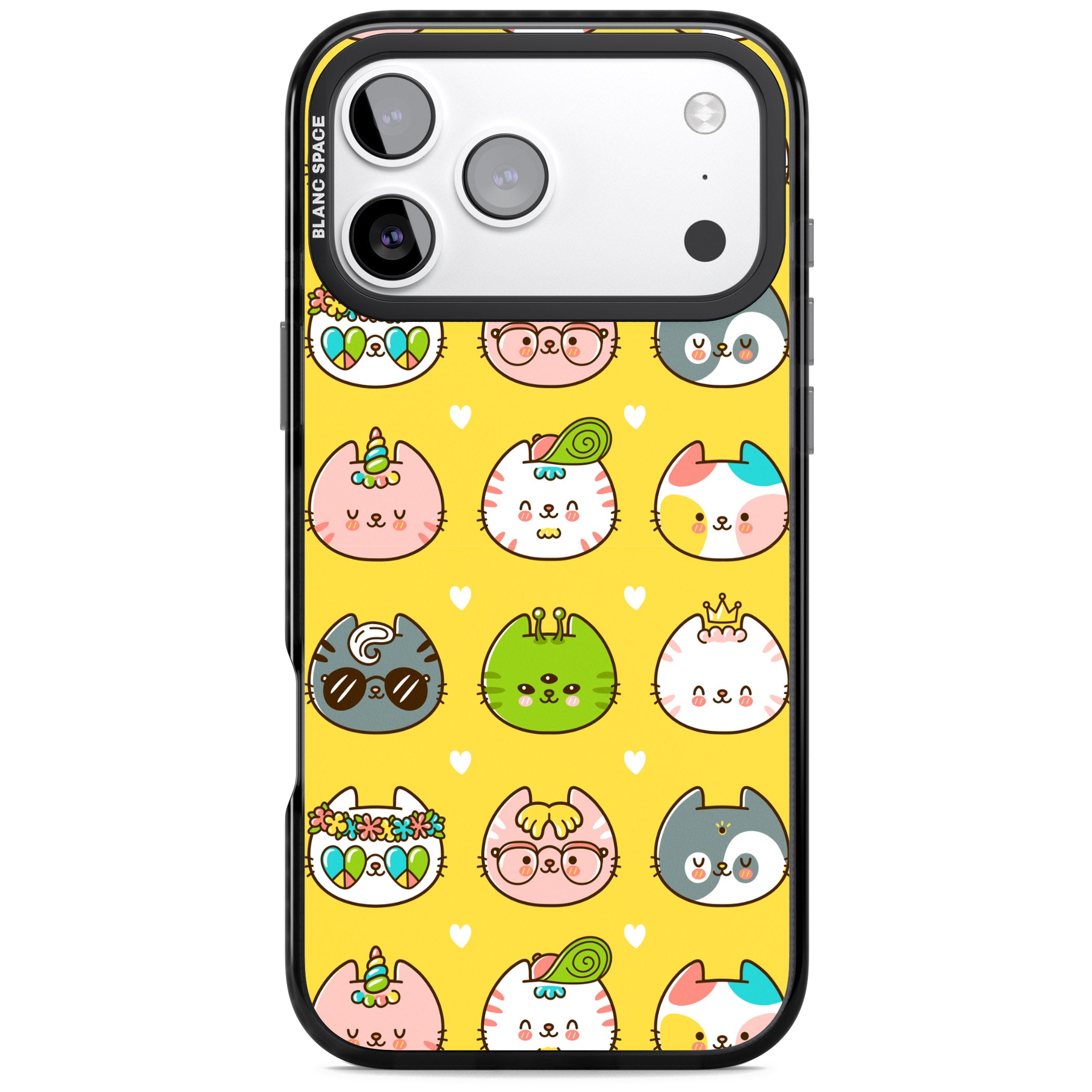 Mythical Cats Kawaii Pattern iPhone 17 Pro Impact Pro Black Phone Case